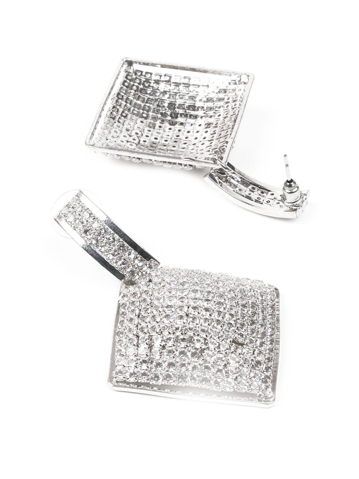 Women's White Stone Studded Dangle Earring