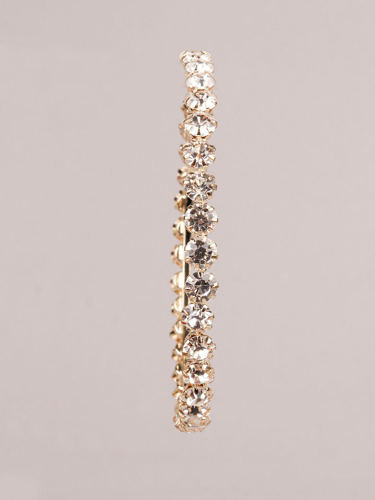 Women's White Stone Studded Hoop Earrin