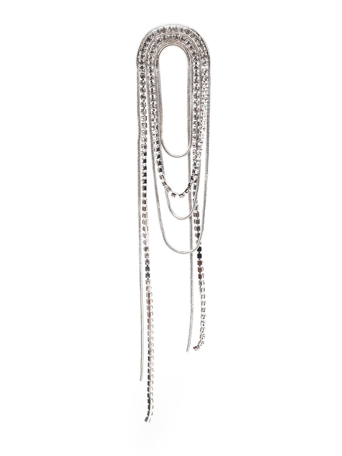 Women's White Stone Studded Long Dangle Earrin