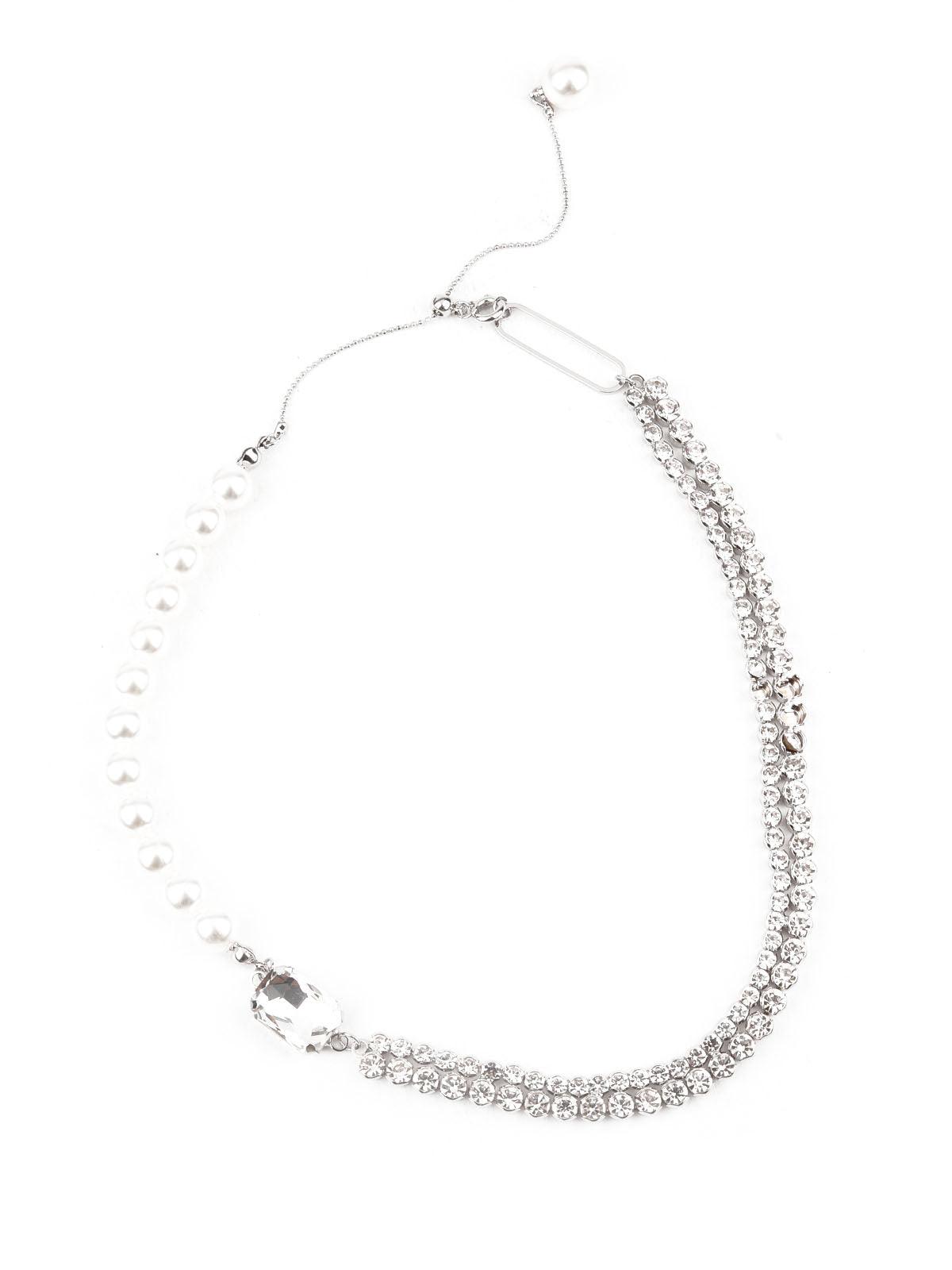 Women's White Stone Studded Neckpiec