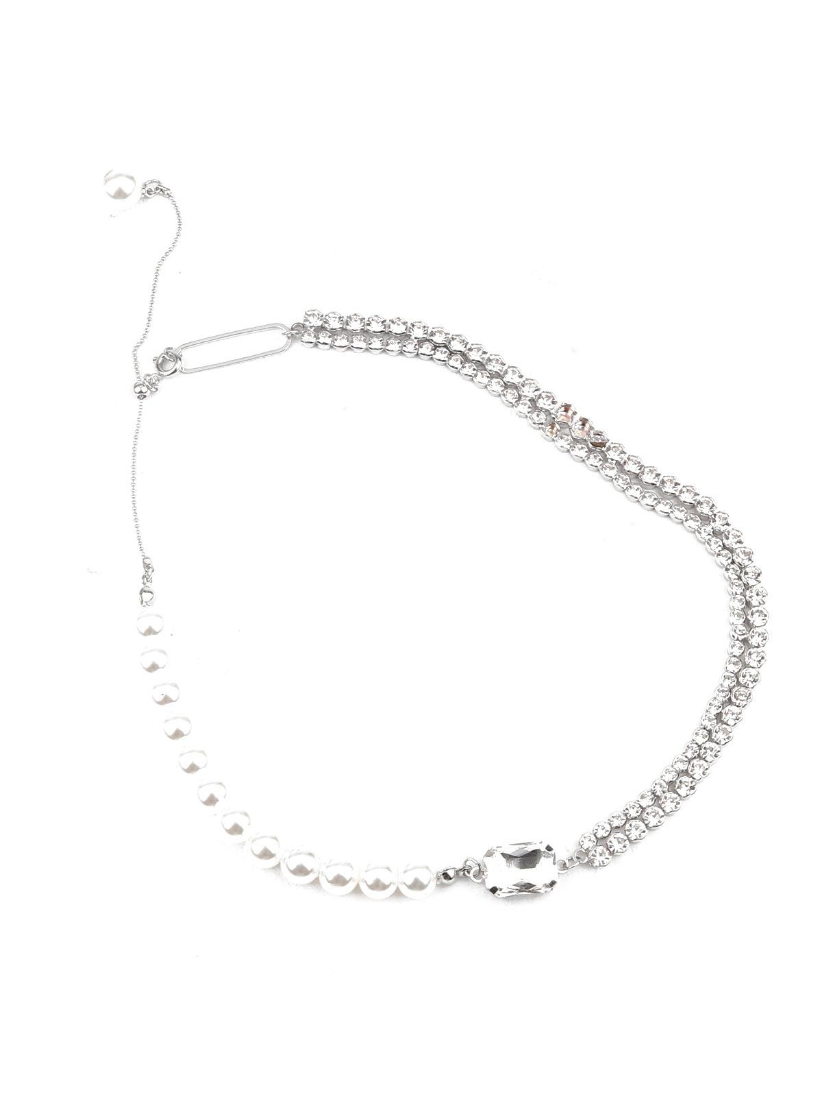 Women's White Stone Studded Neckpiec