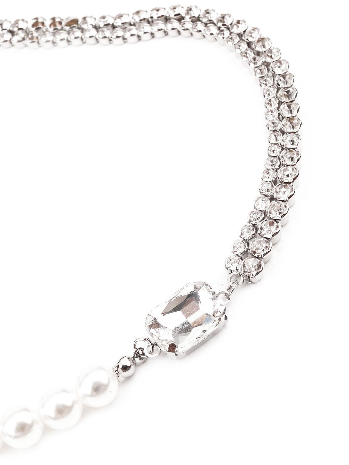 Women's White Stone Studded Neckpiec
