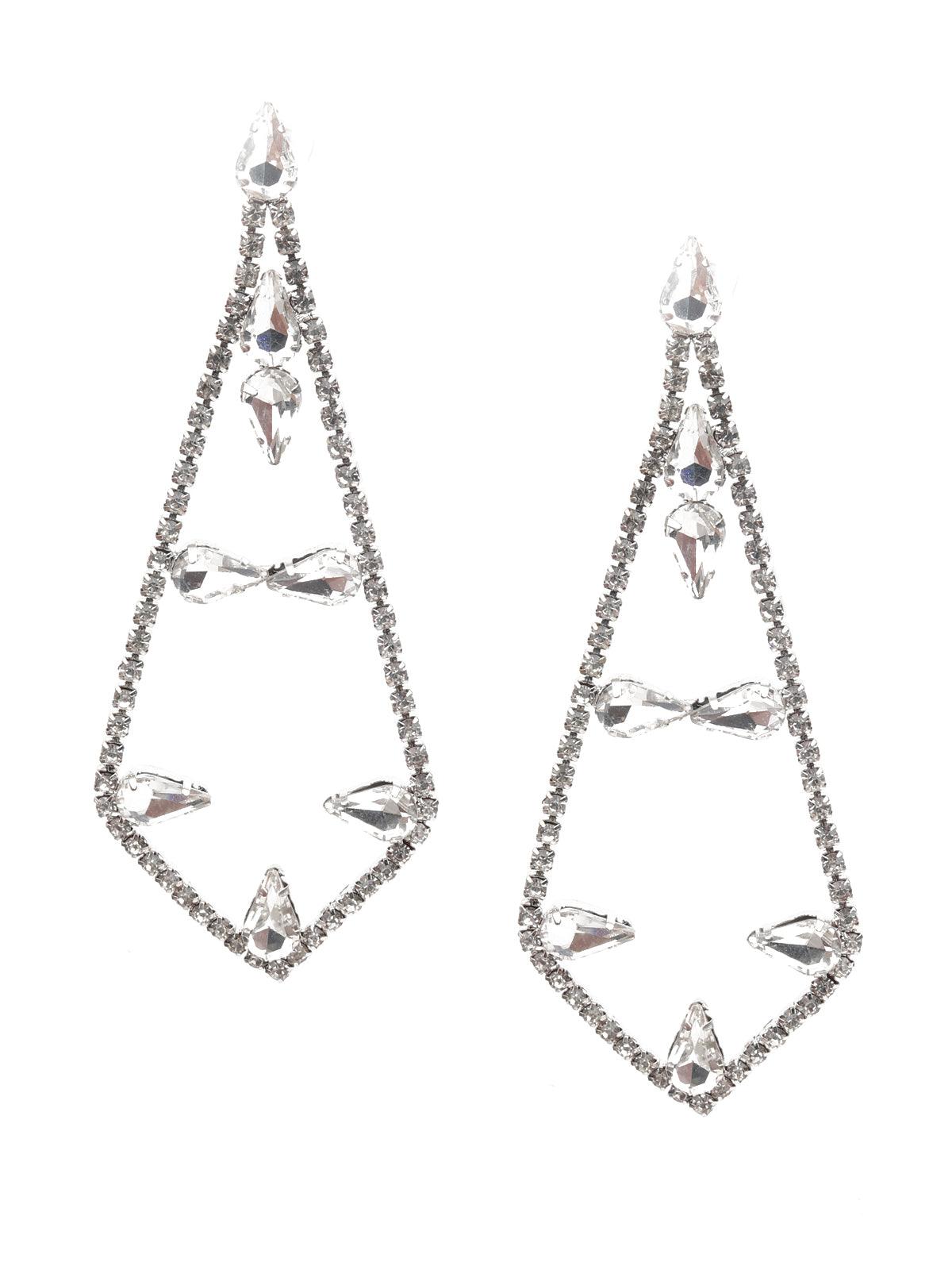 Women's White Studded Dangle Earring