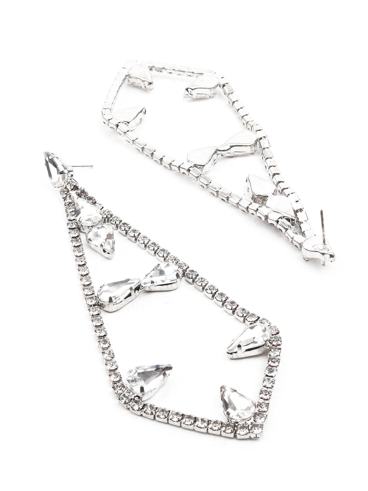 Women's White Studded Dangle Earring