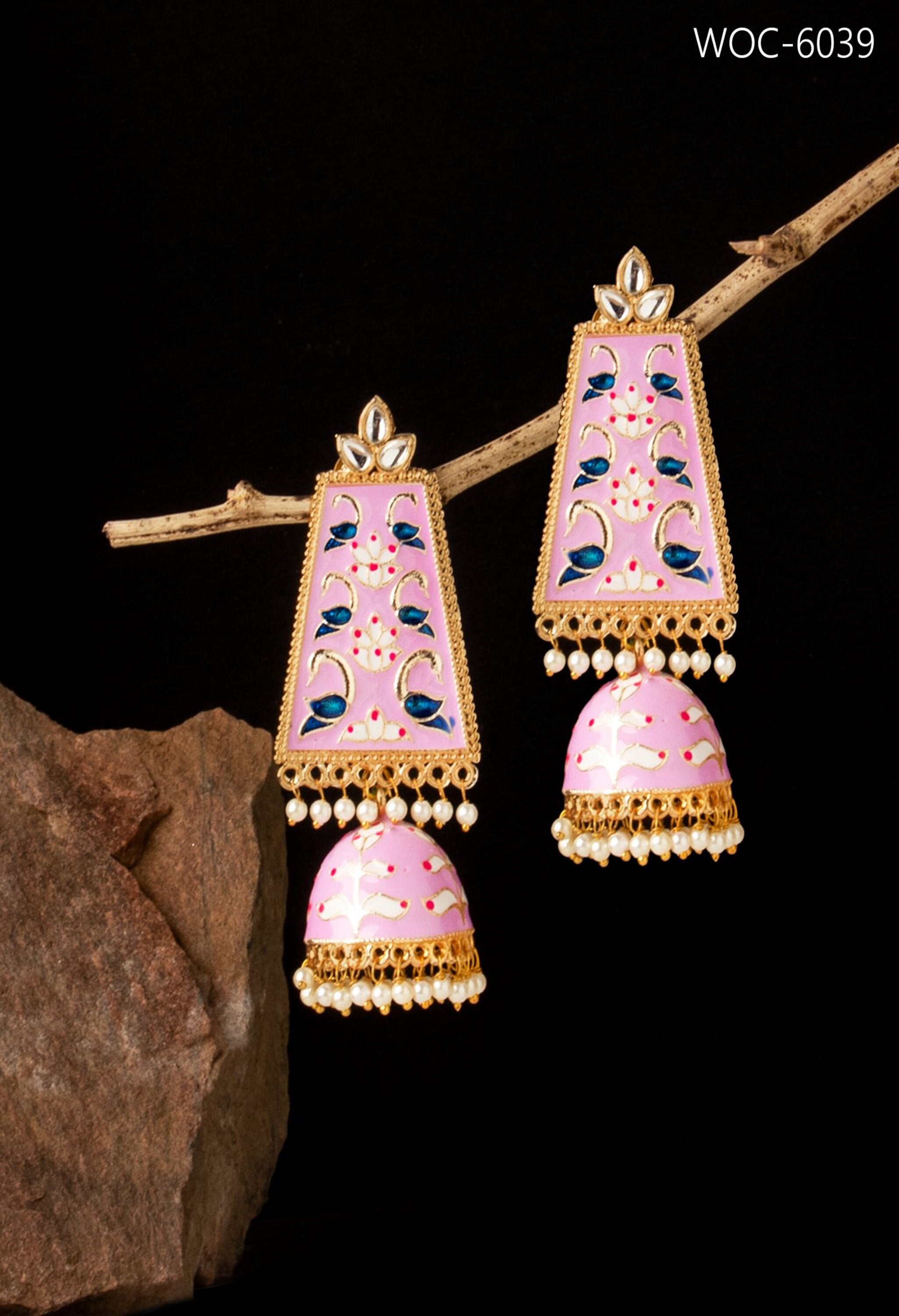 Women's Meenakari Kundan Meena Jhumka
