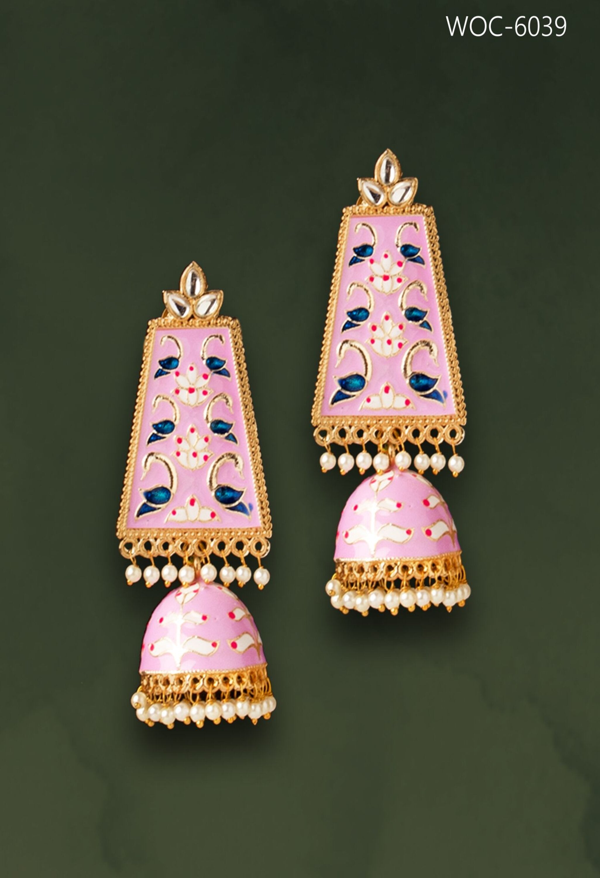 Women's Meenakari Kundan Meena Jhumka