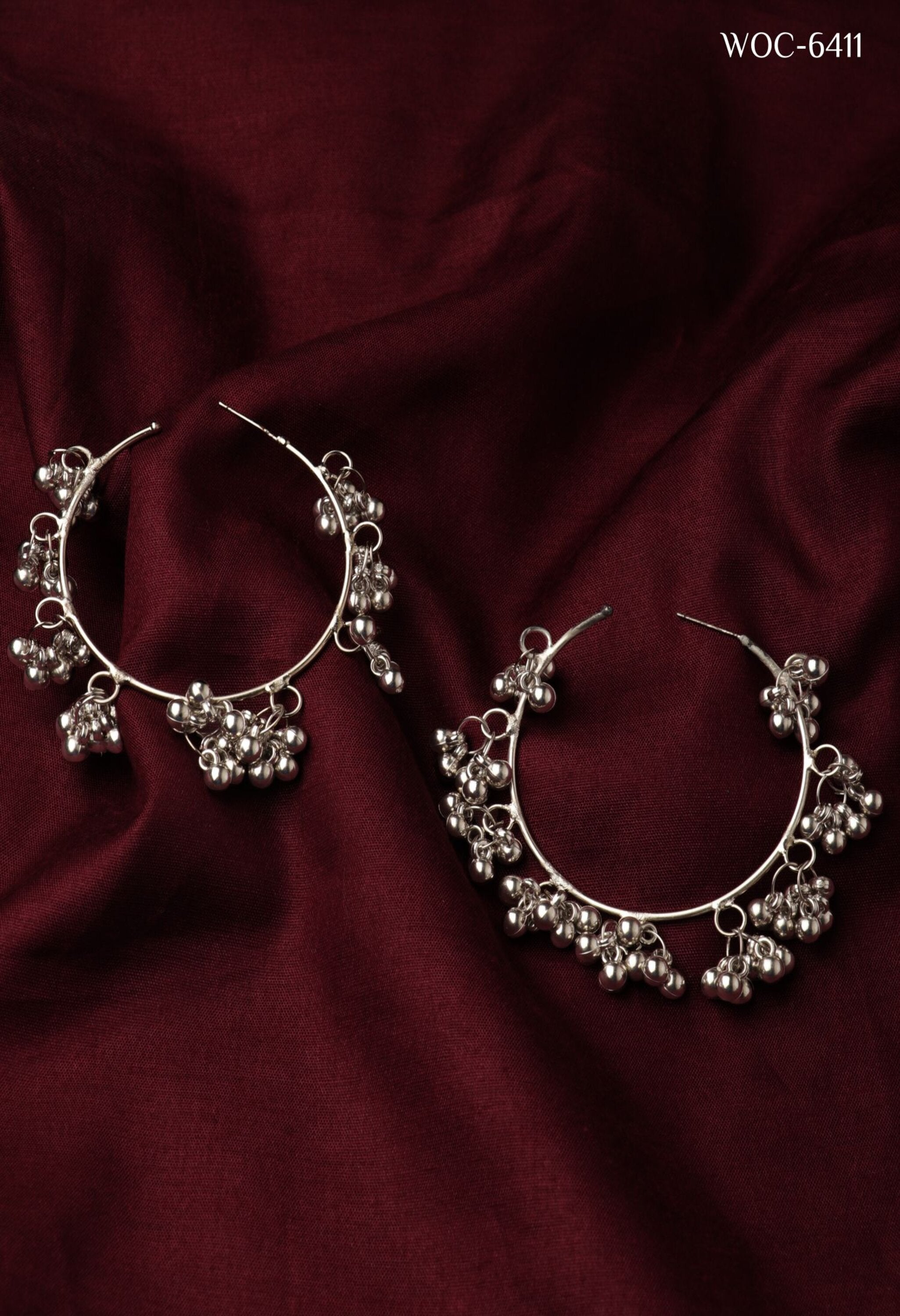 Women's Silver Ghungroo Bali Combo Earrings