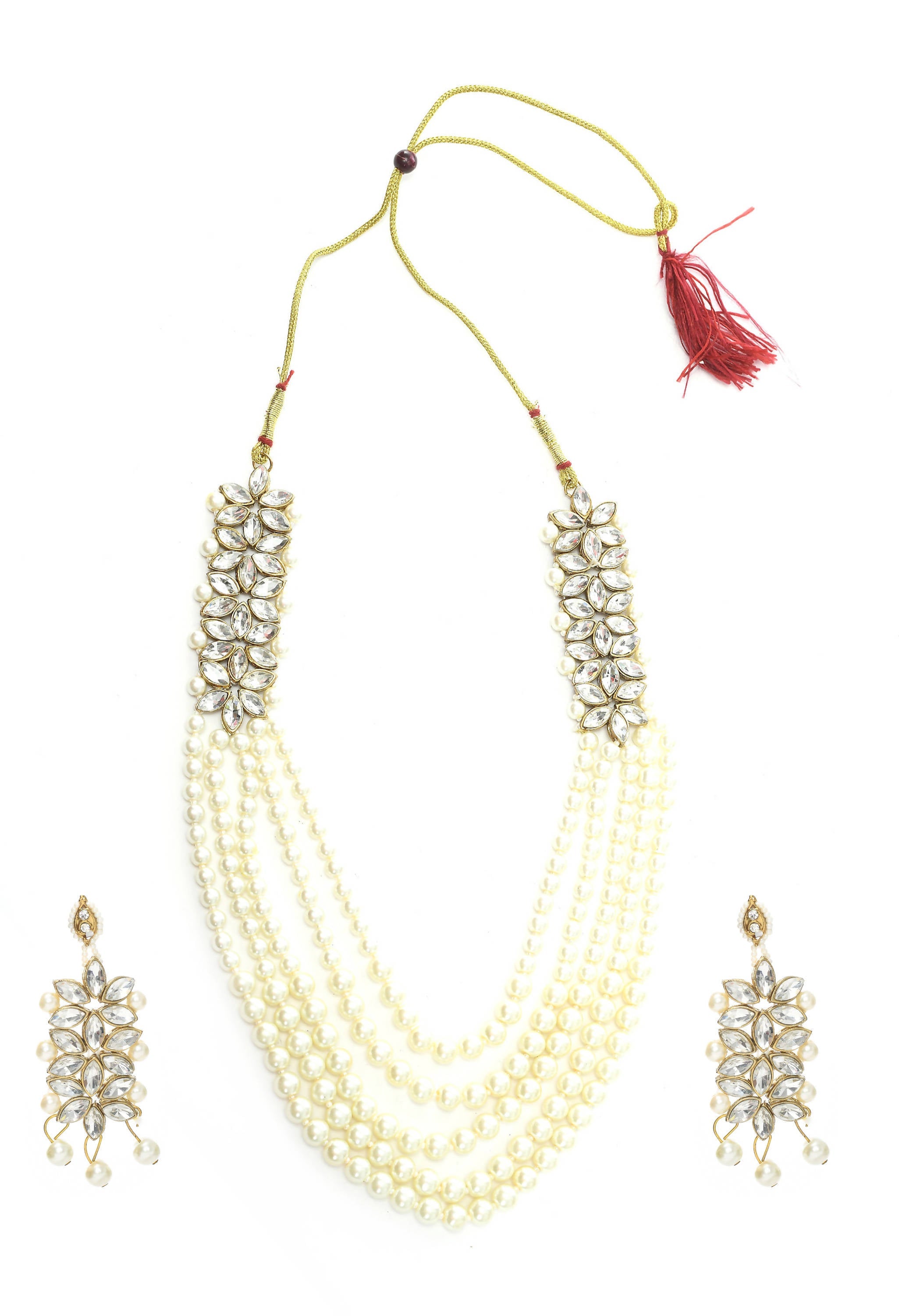 Johar Kamal Gold Plated with stone and pearls Combo Necklac