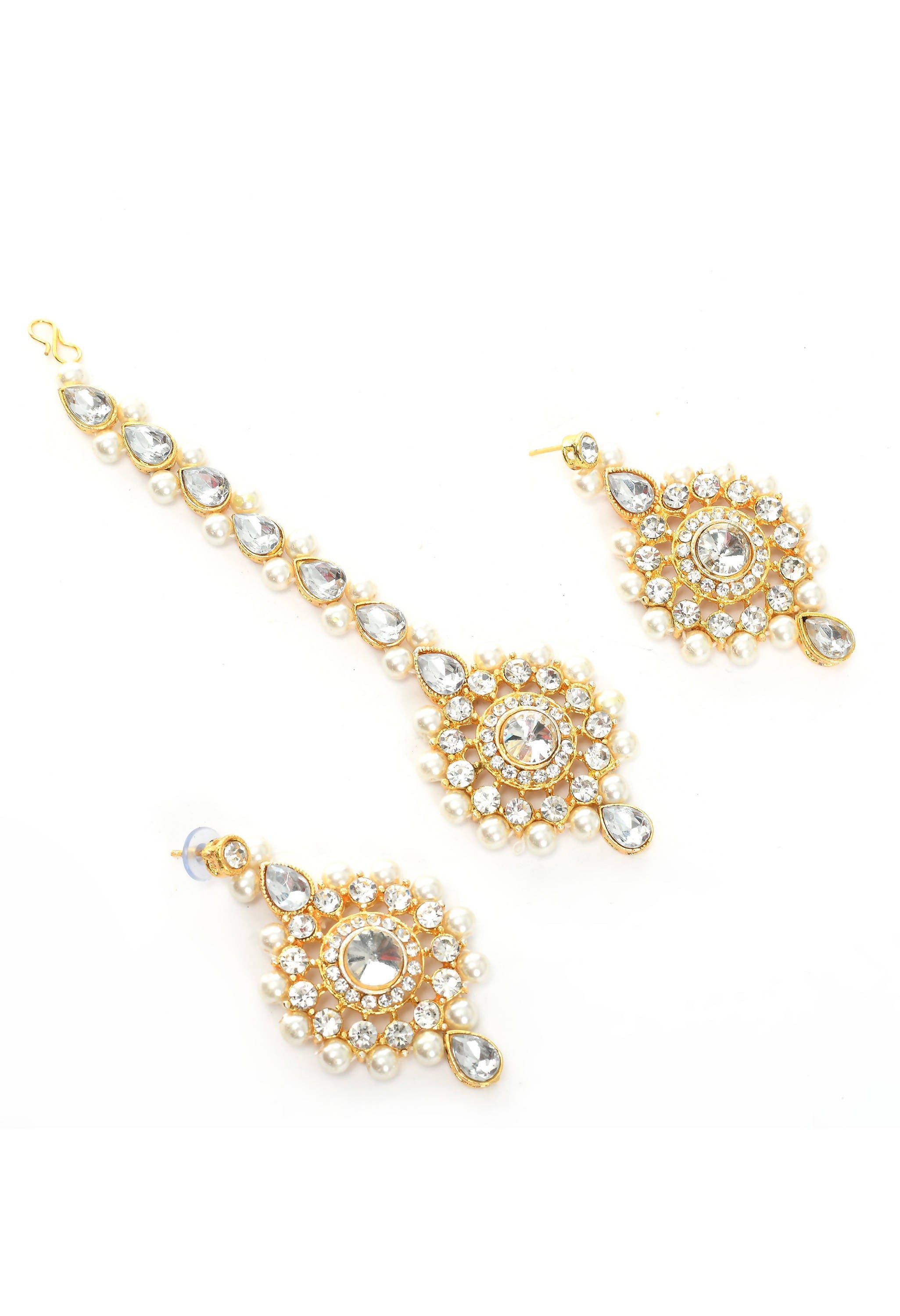 Johar Kamal Gold plated with stone and pearls Combo Set Nec