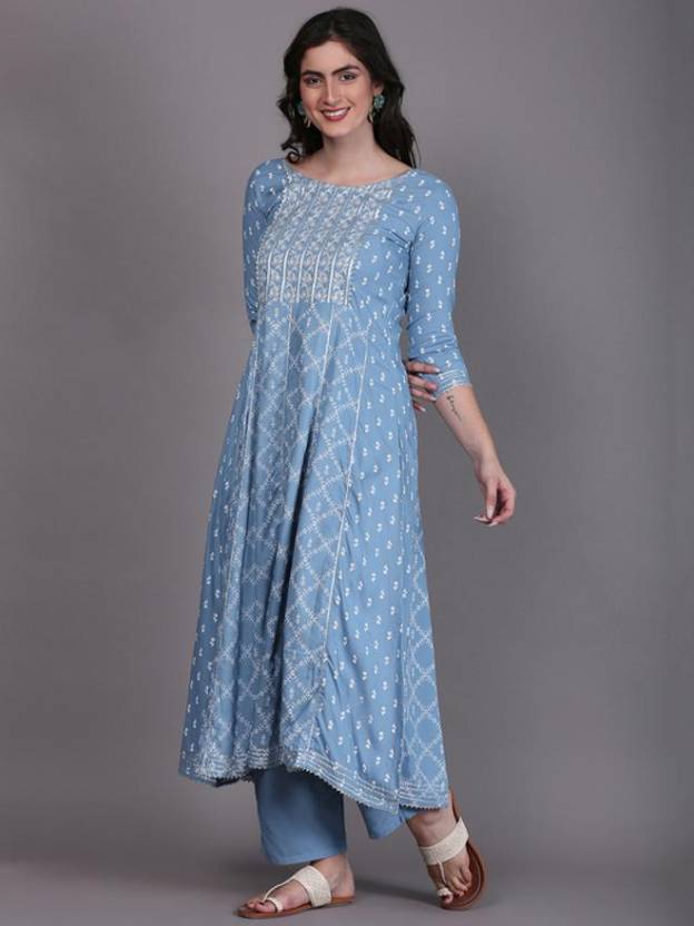Women's Kurta, Pant And Dupatta Set Cotton Rayon