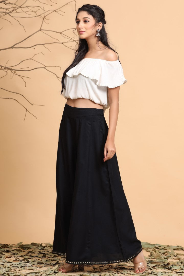 Women's Black Viscose Rayon Palazzo - Juniper