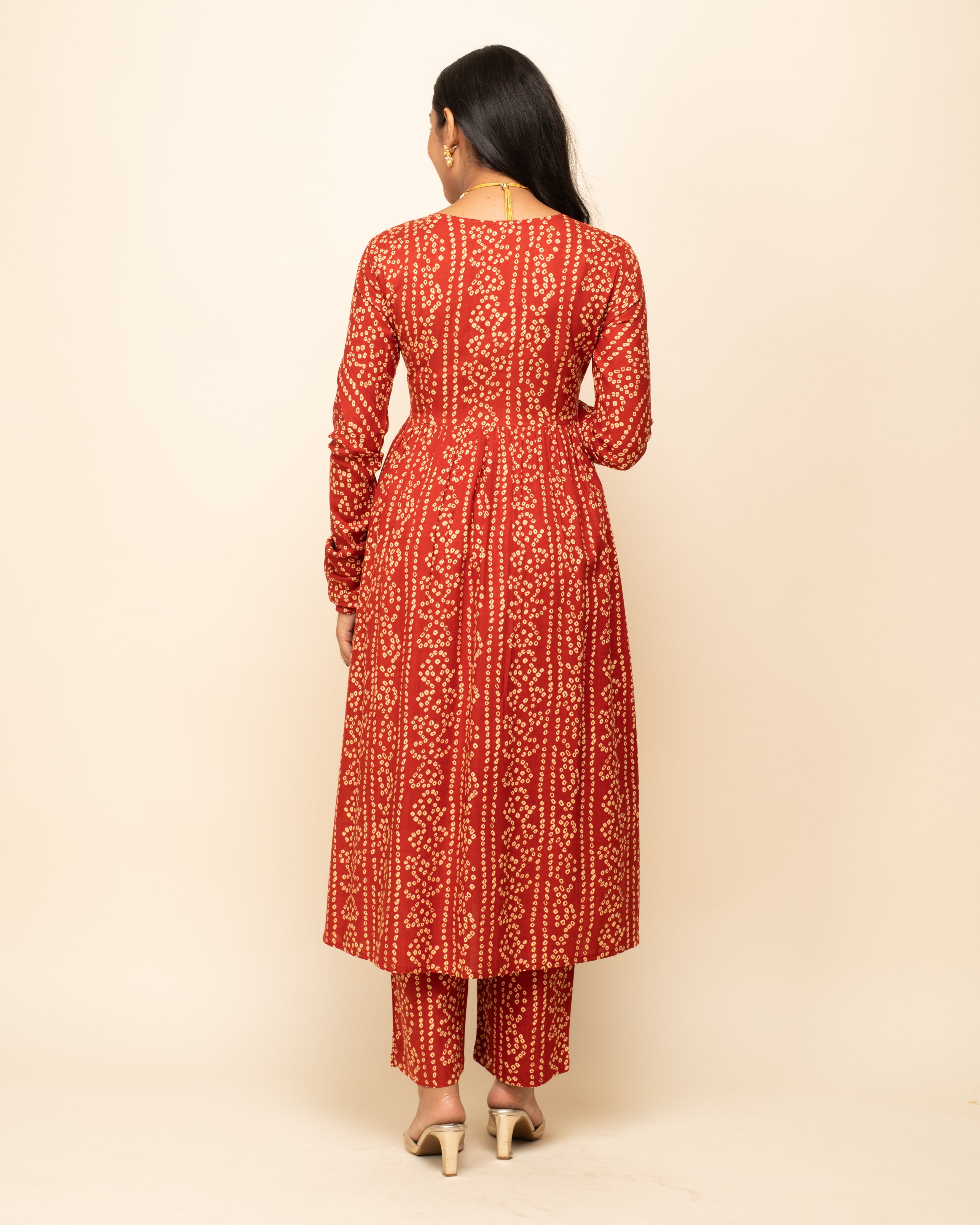 Women's Red Cotton A-Line Kurta Pant With dupatta