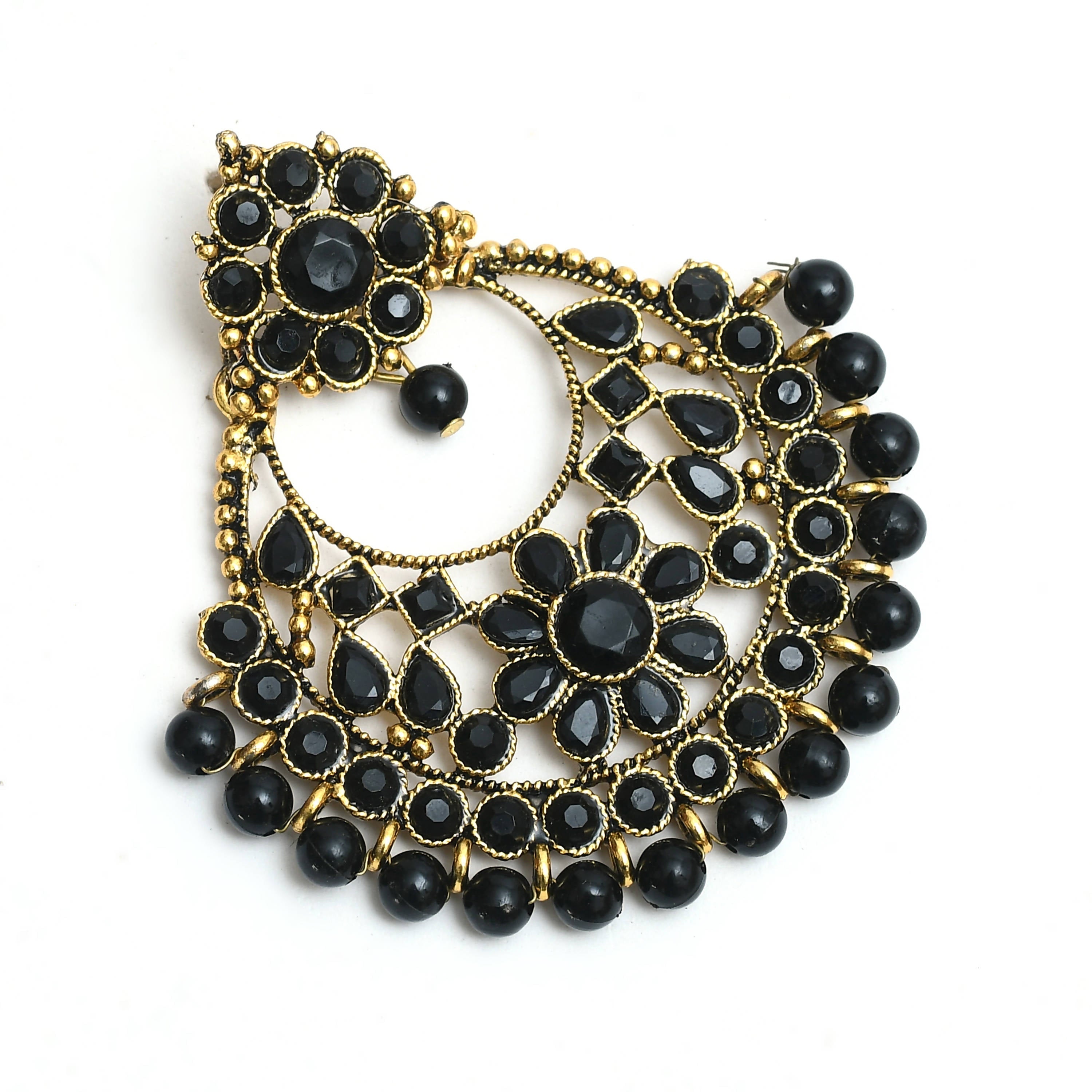Kamal Johar Gold-Plated Kundan Earrings with P