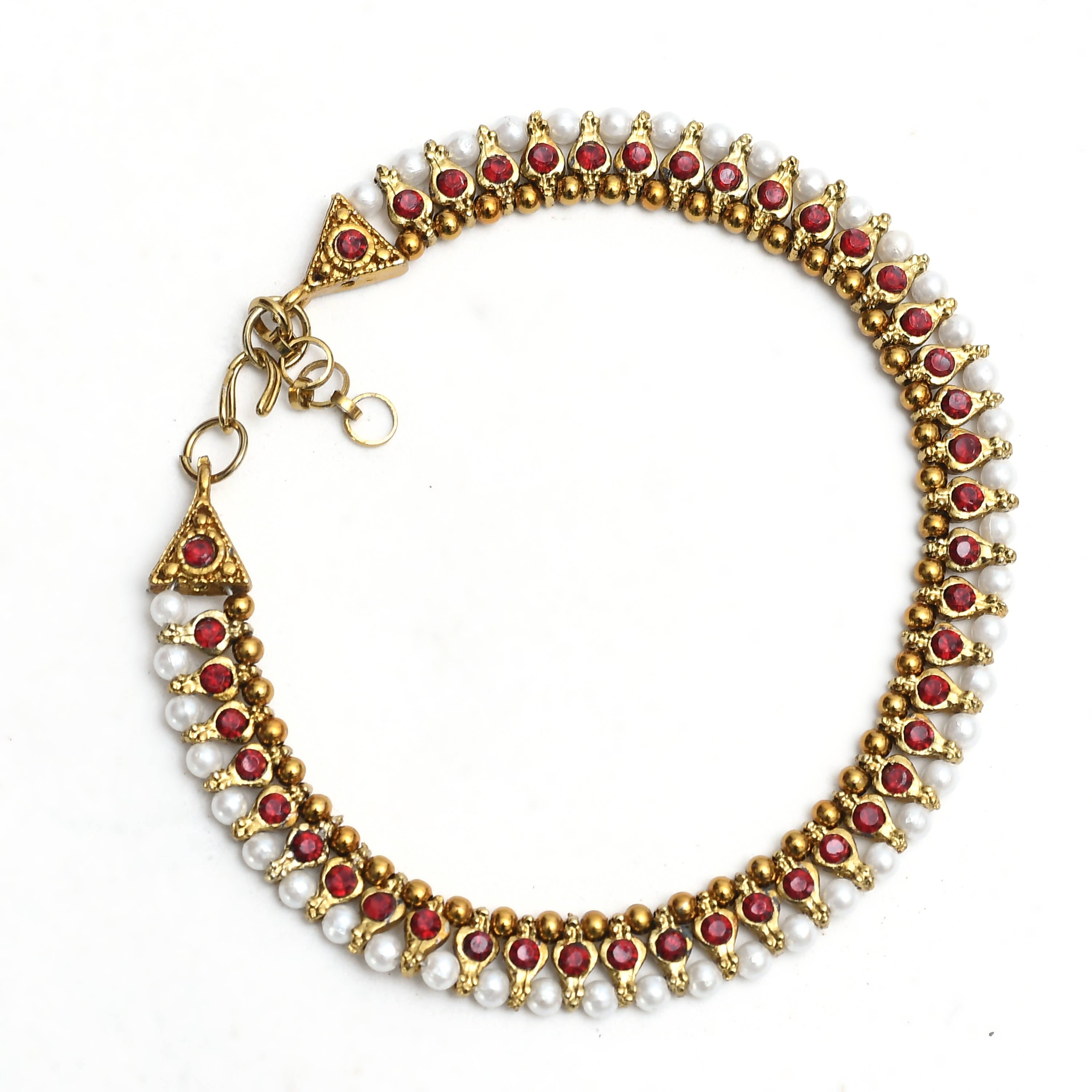 Johar Kamal Gold-Toned Kundan & Pearls Anklets for Women and Gir