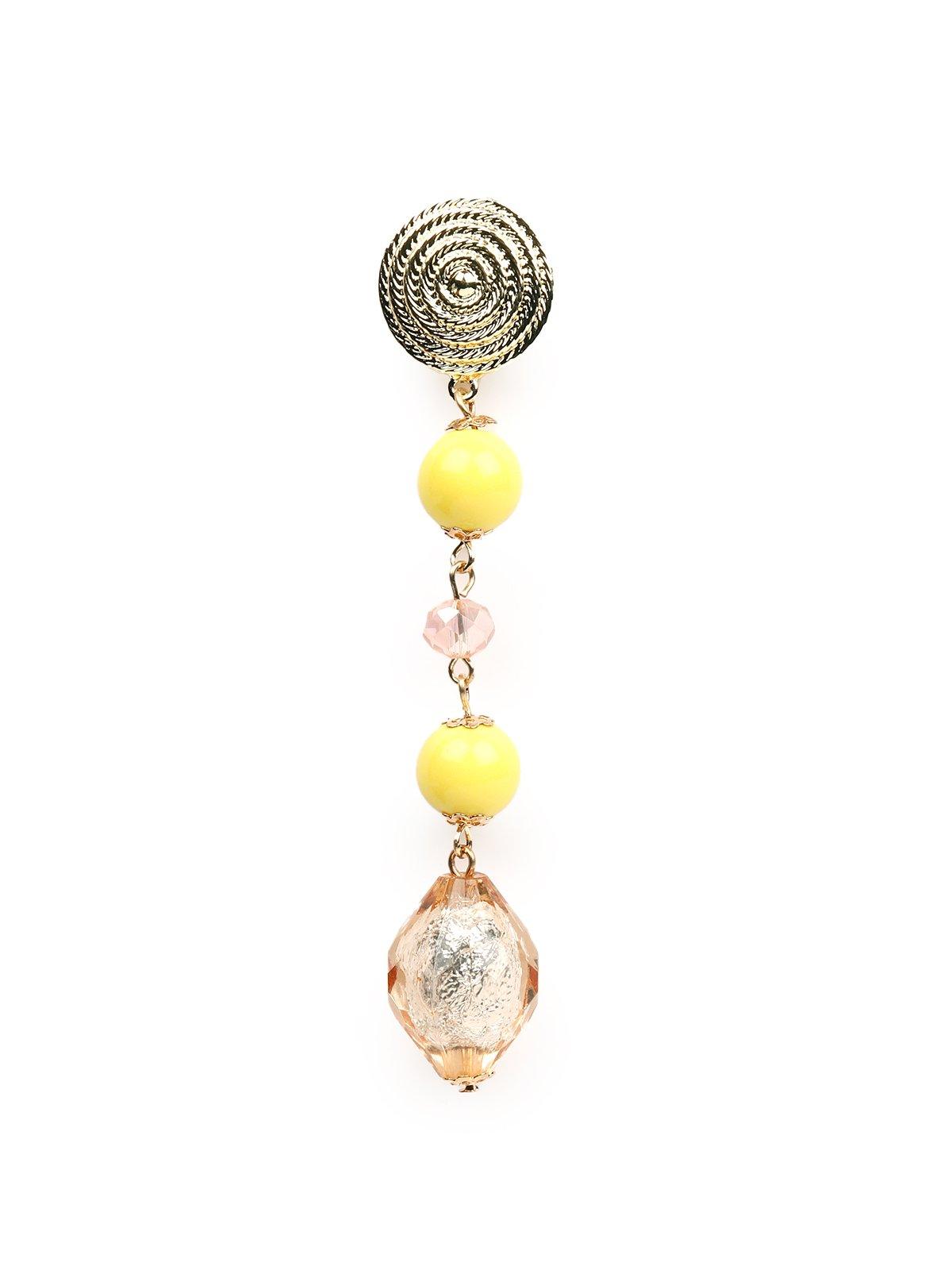 Women's Yellow And Gold Hue Beaded Drop Long Earring