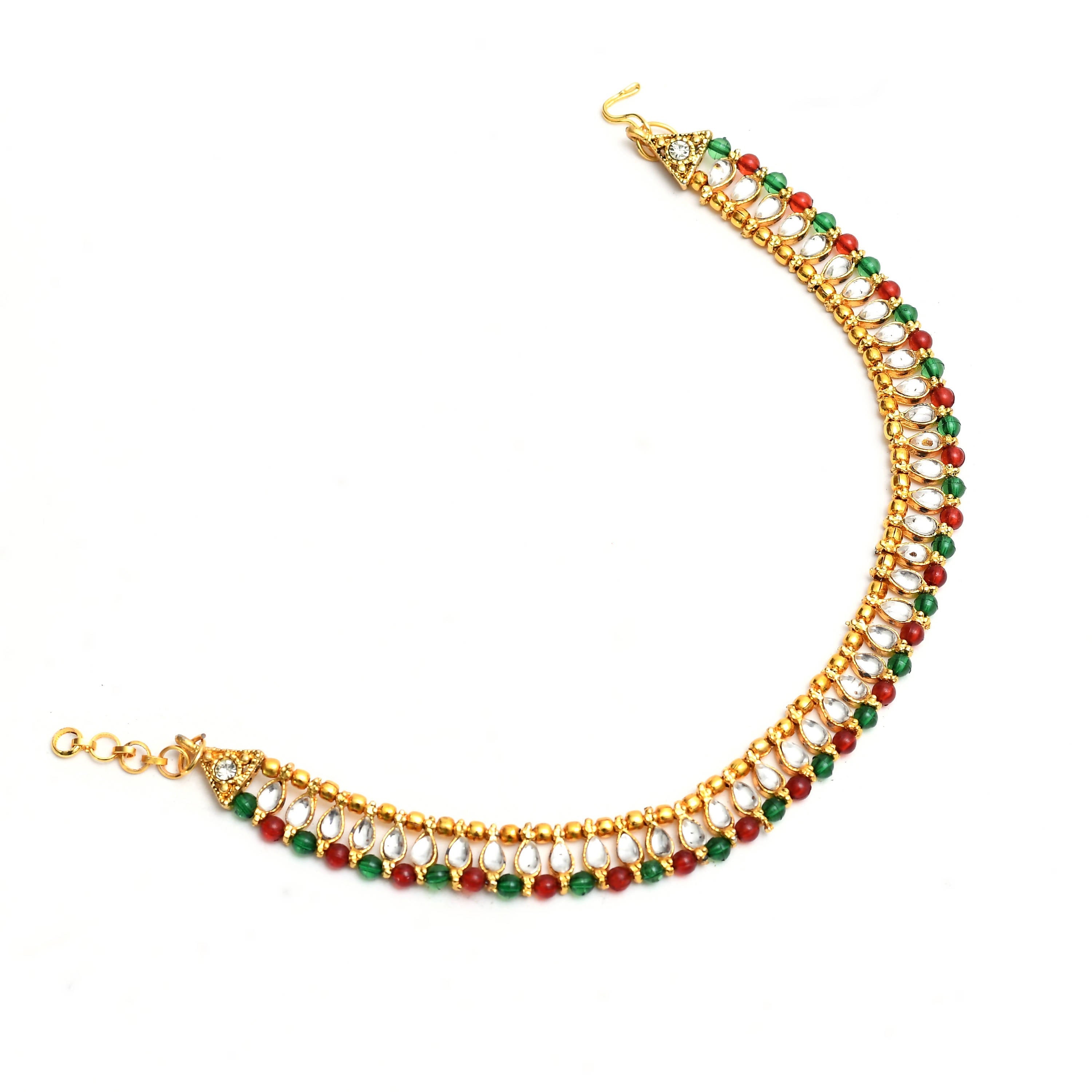 Johar Kamal Gold-Toned Kundan & Pearls Anklets for Women and Gir