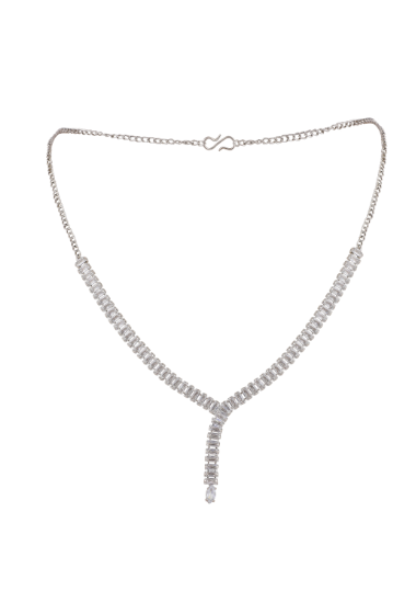 Women's Ad Silver Y Shape Necklace Set - Zaffre Collections