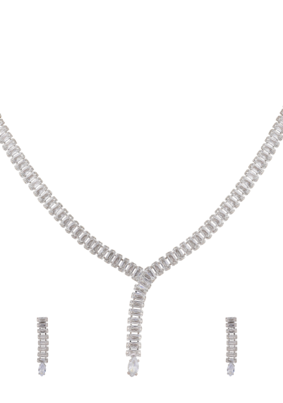 Women's Ad Silver Y Shape Necklace Set - Zaffre Collections