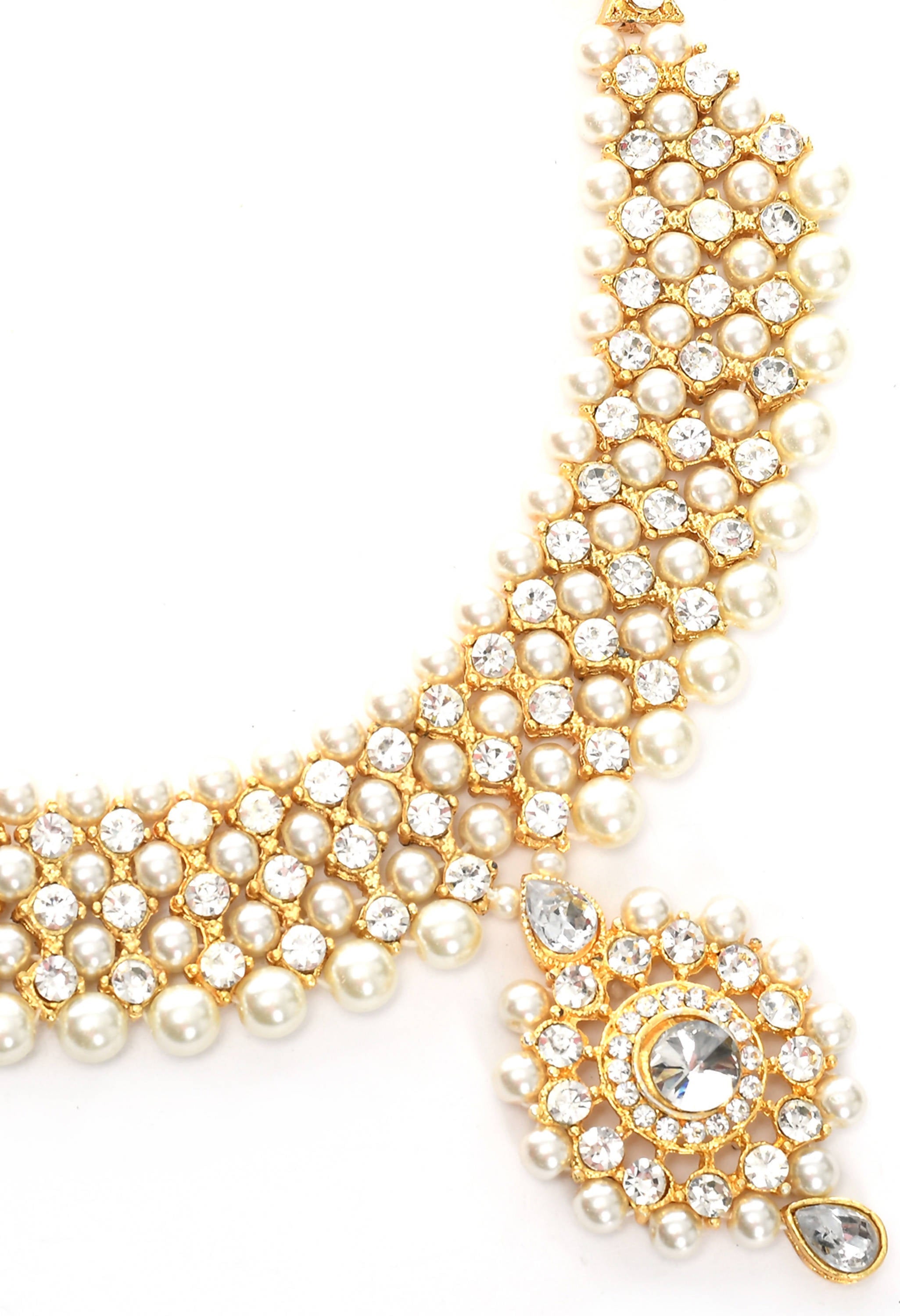 Johar Kamal Gold plated with stone and pearls Combo Set Nec