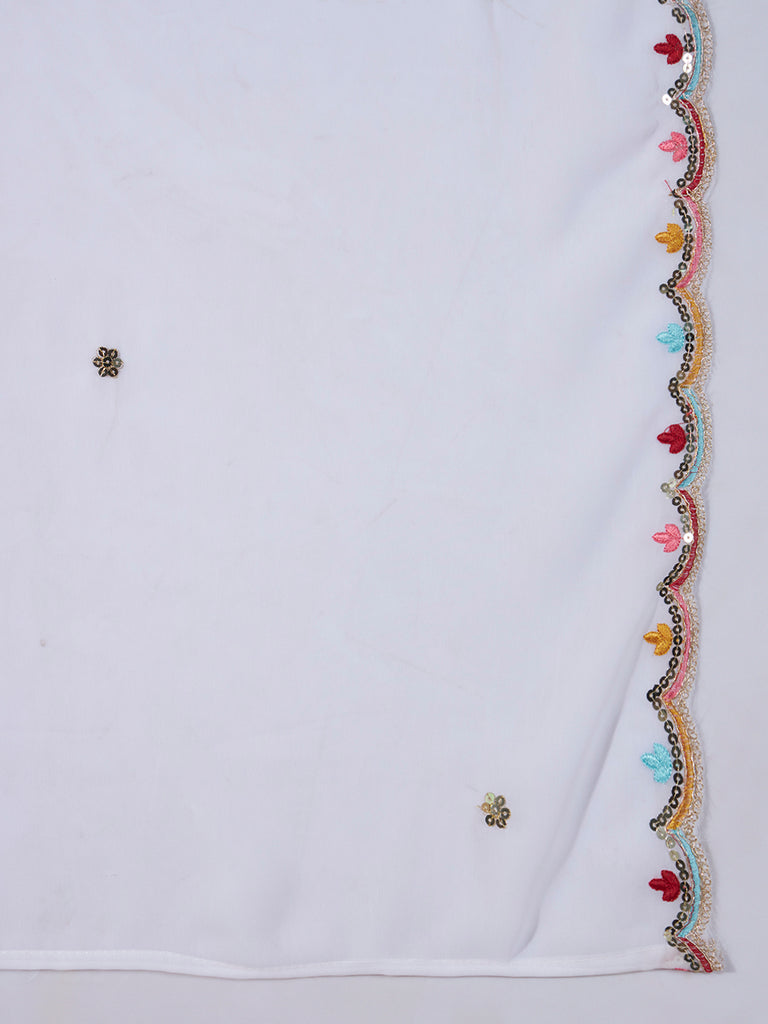 Women's White Vertigan Embroidery Work Kurta Set