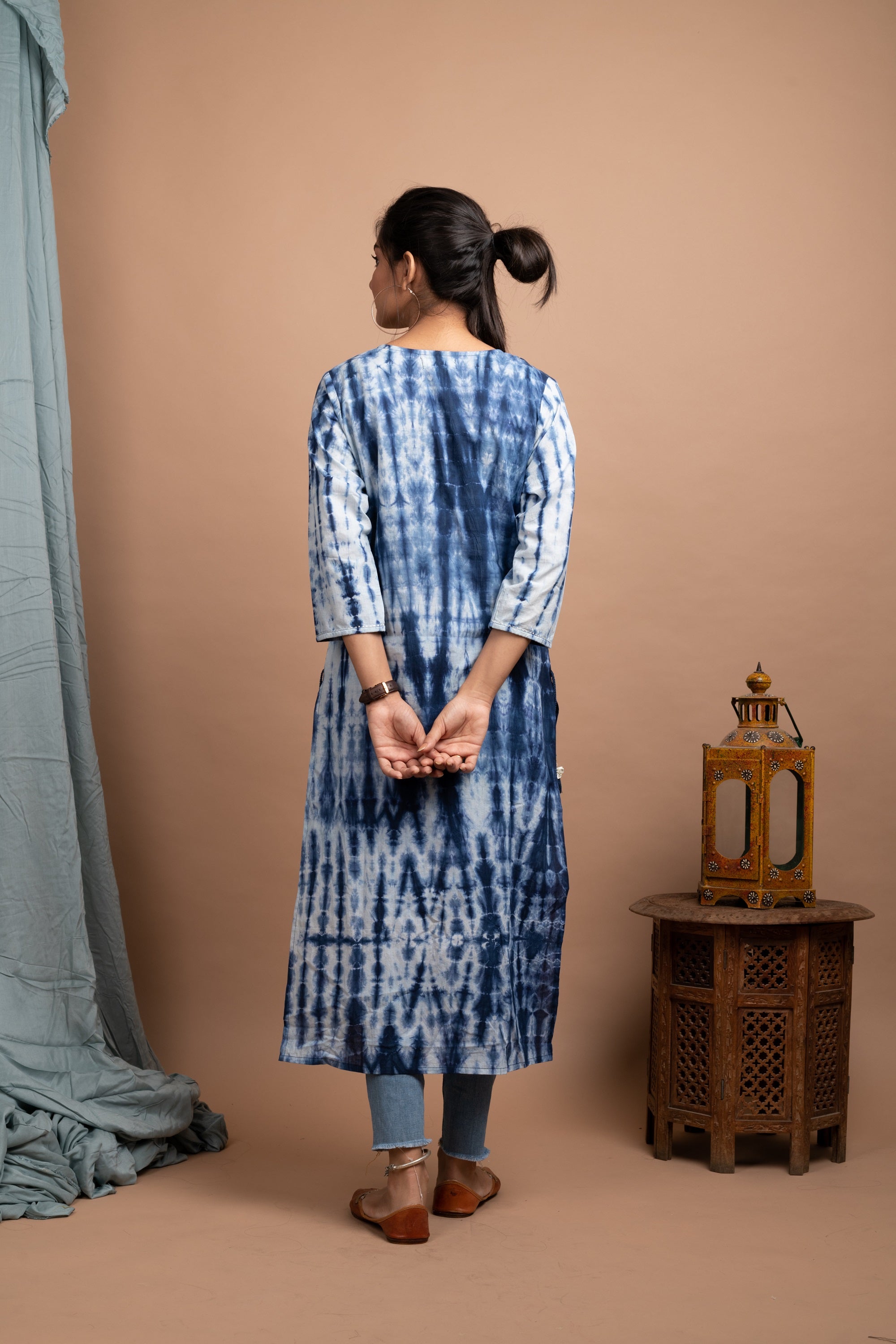 Women's Blue Tie Dye Kurta - KAAJH