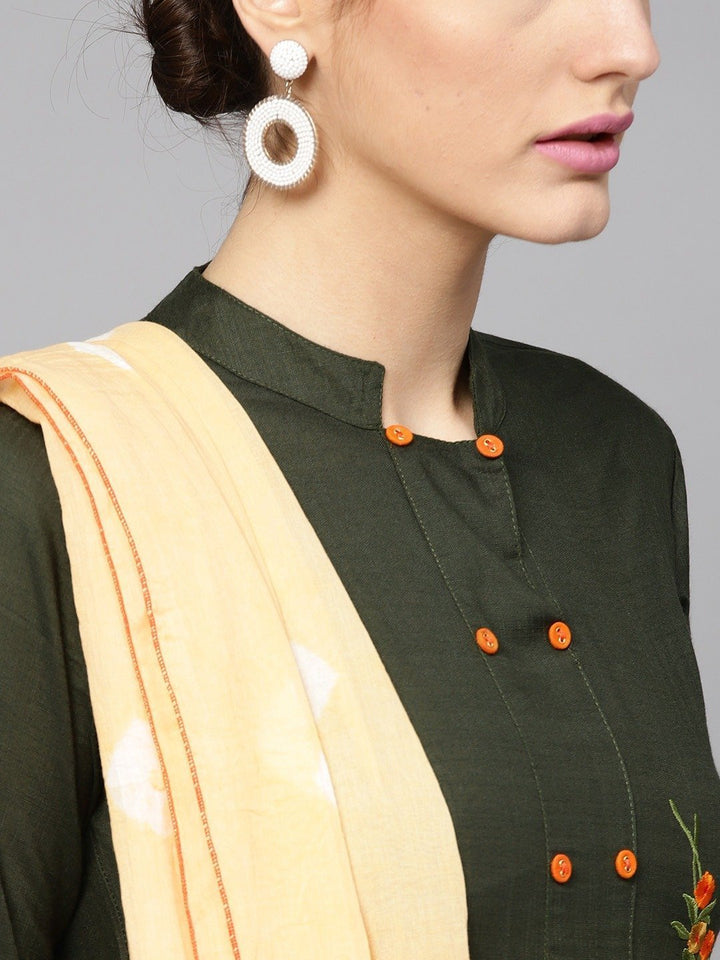 Women's Green Kurta Printed Set