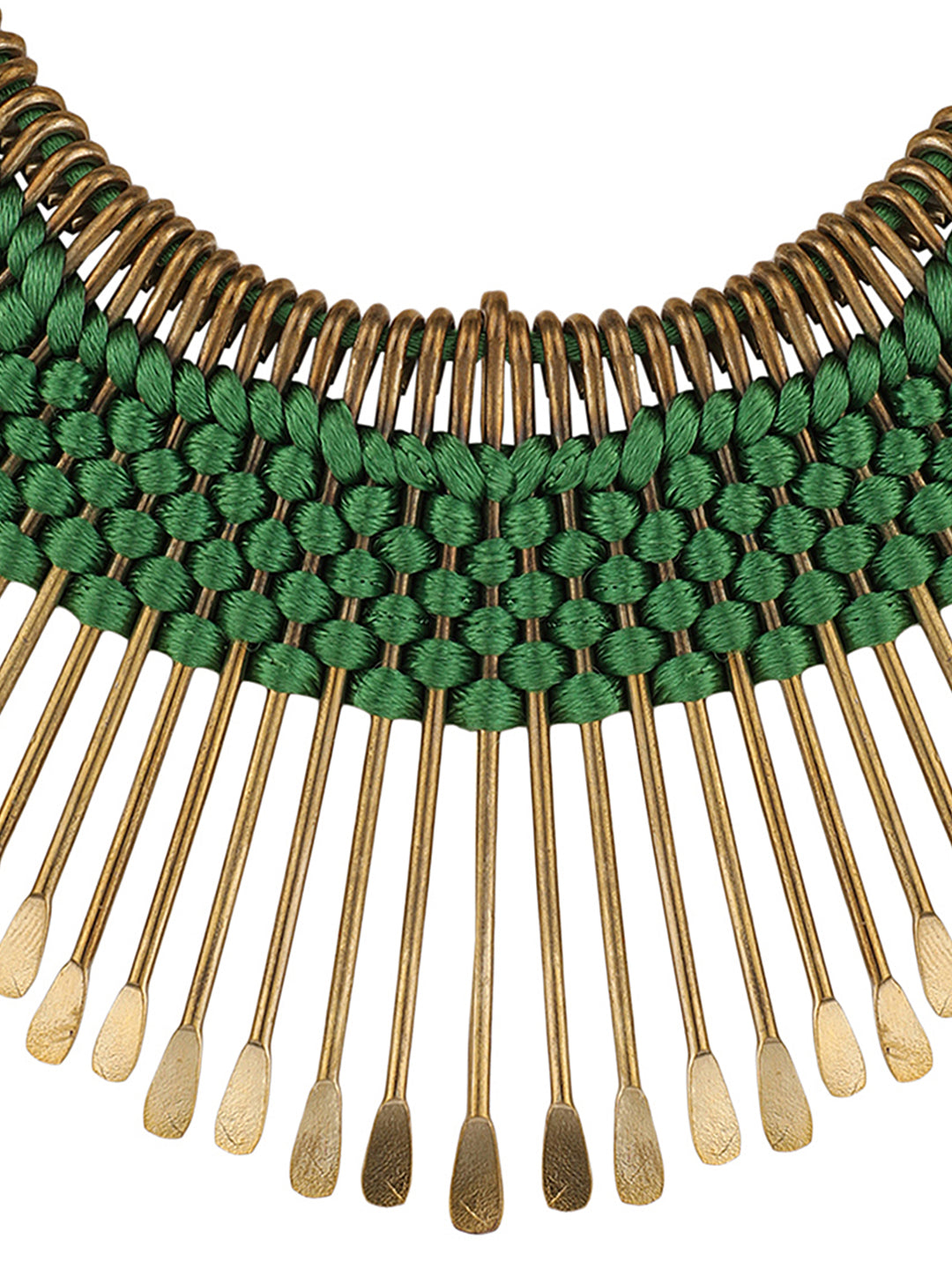 Women's Stylish Gold Plated Thread Work Designer Green Necklace - Anikas Creation