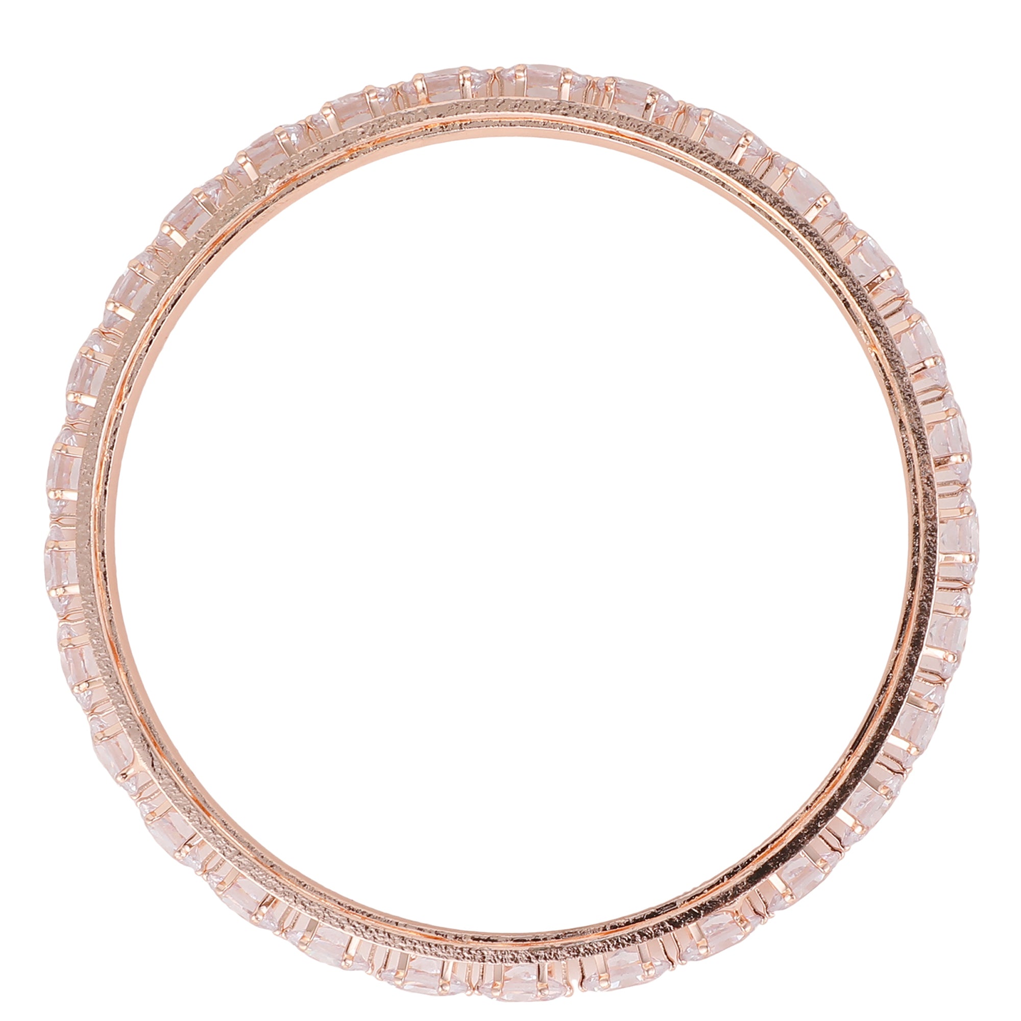 Women's Pack Of 2 Rose Gold-Plated White Ad Studded Bangle - Anikas Creation
