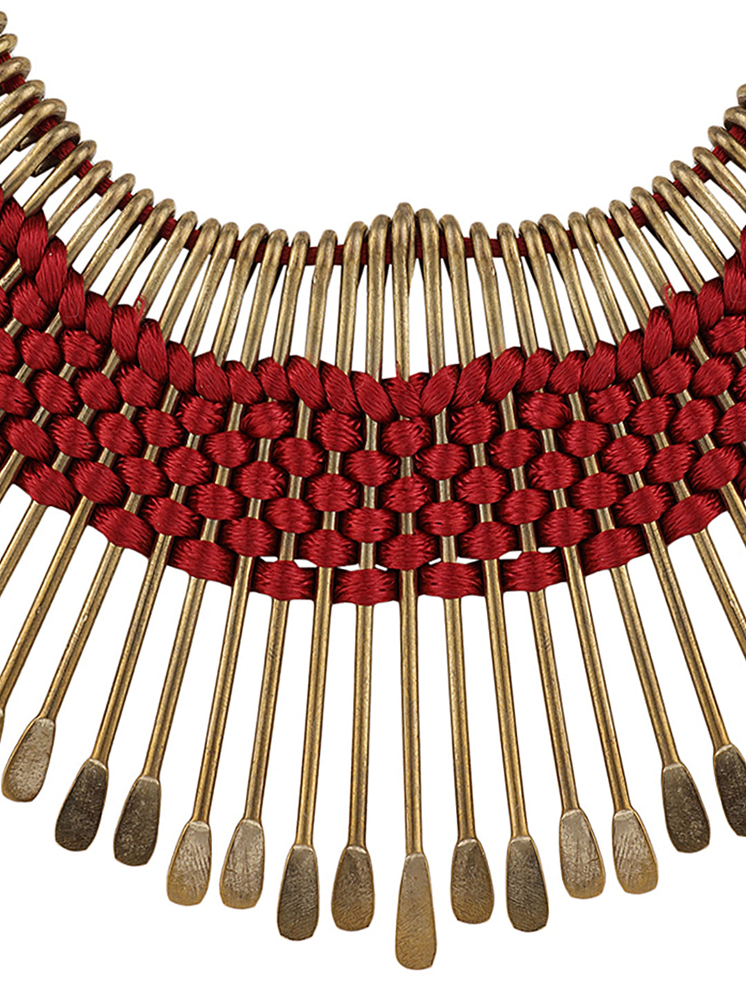 Women's Stylish Gold Plated Thread Work Designer Red Necklace - Anikas Creation