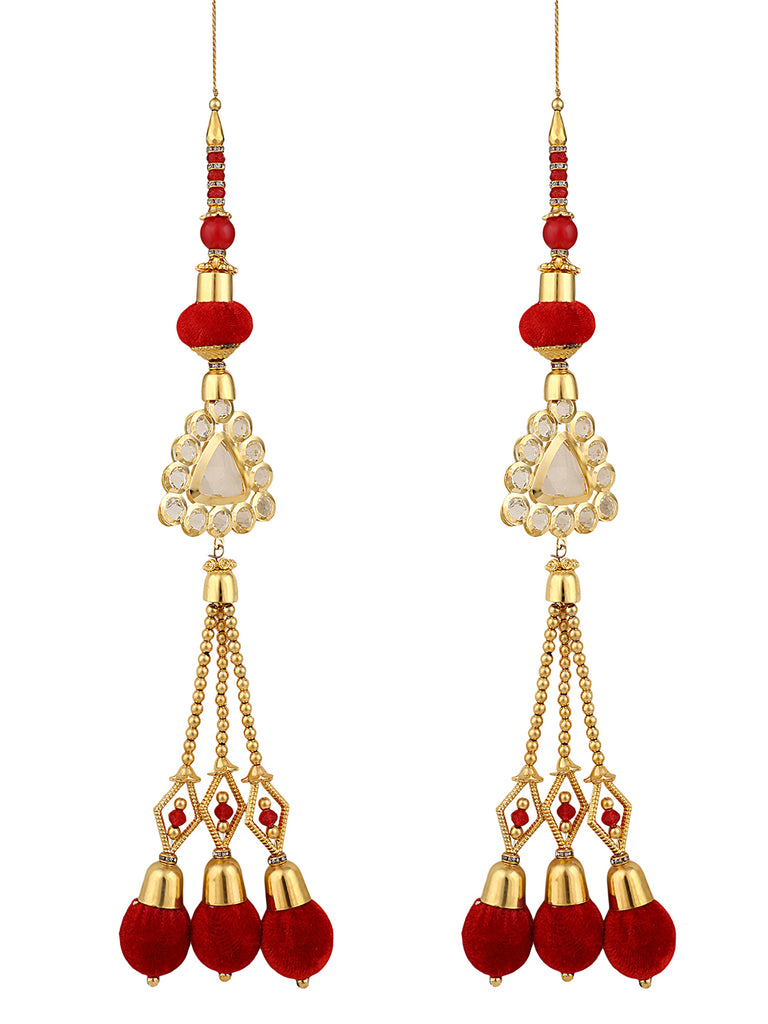Women's wedding Handmade Hanging bridal heavy Red Tassels Lehange Fancy Beautiful Pair of Latkans