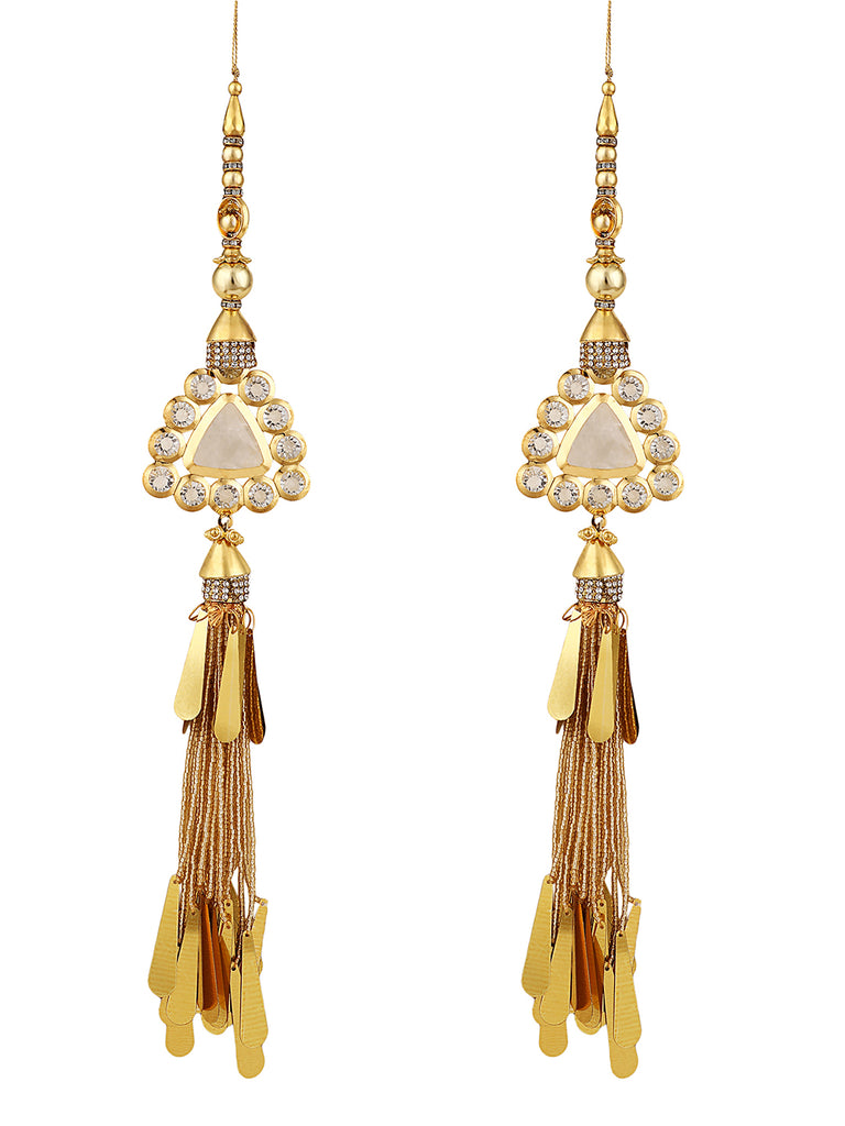 Women's wedding Handmade Hanging bridal heavy Gold Tassels Lehange Fancy Beautiful Pair of Latkans