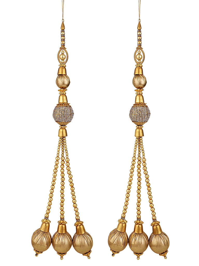 Women's wedding Handmade Hanging bridal heavy Gold Tassels Lehange Fancy Beautiful Pair of Latkans