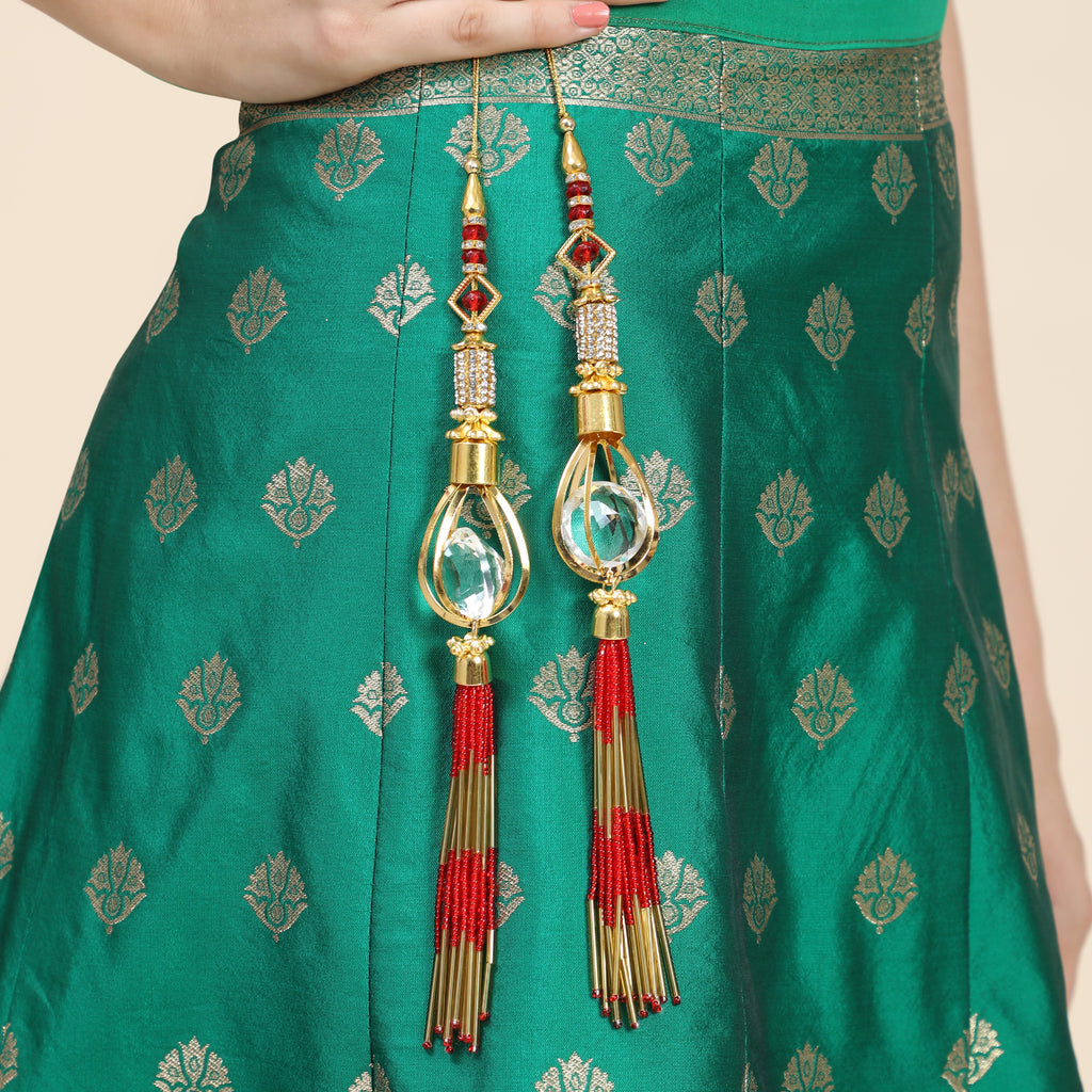 Women's wedding Handmade Hanging bridal heavy Red Tassels Lehange Fancy Beautiful Pair of Latkans
