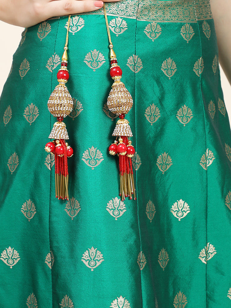 Women's wedding Handmade Hanging bridal heavy Red Tassels Lehange Fancy Beautiful Pair of Latkans
