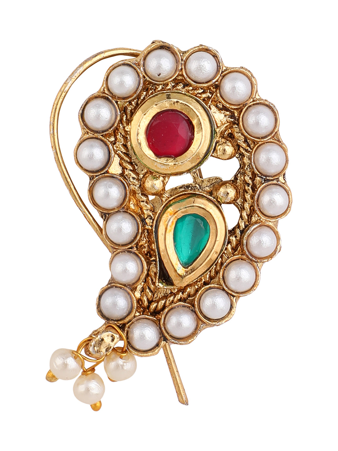 Gold Plated Colourful Nose Pin For Women By Anikas Creation