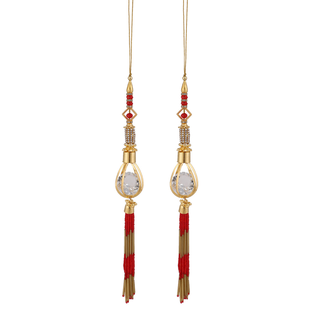 Women's wedding Handmade Hanging bridal heavy Red Tassels Lehange Fancy Beautiful Pair of Latkans
