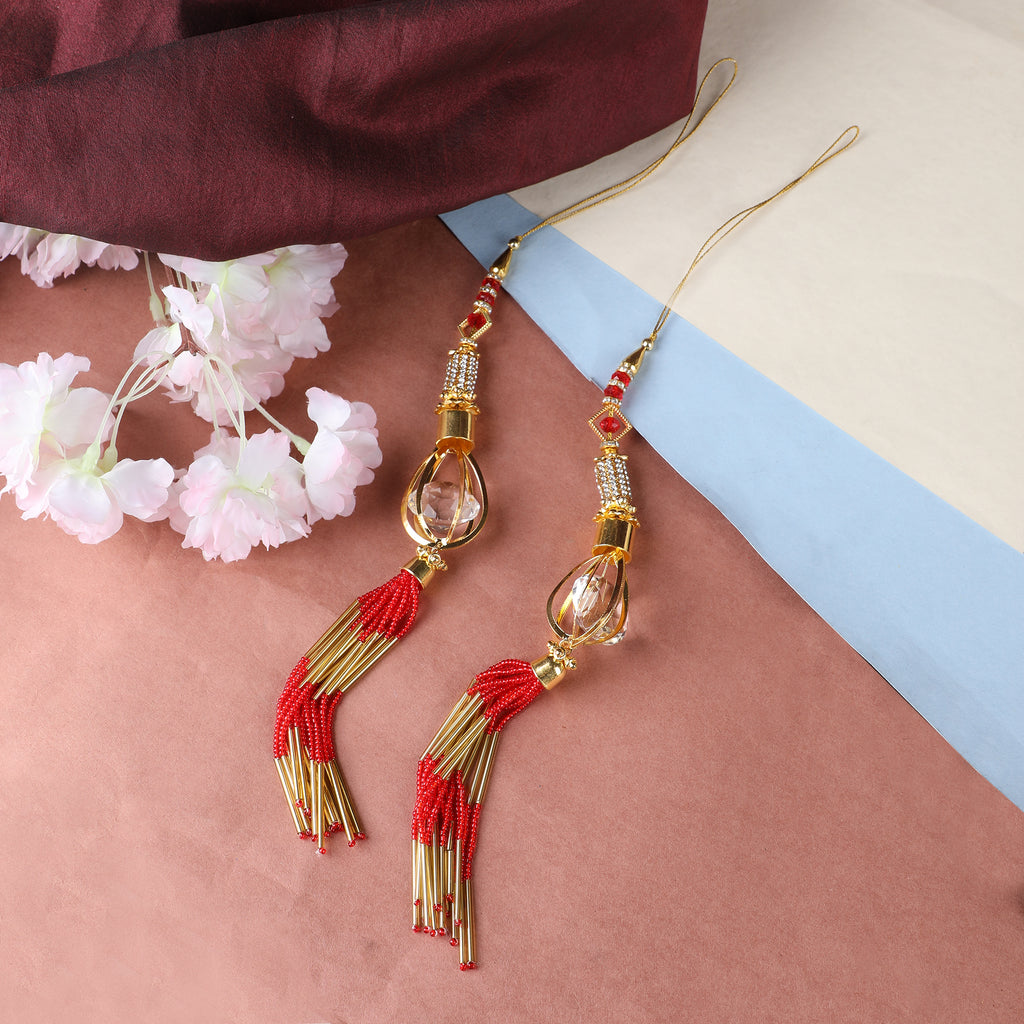 Women's wedding Handmade Hanging bridal heavy Red Tassels Lehange Fancy Beautiful Pair of Latkans