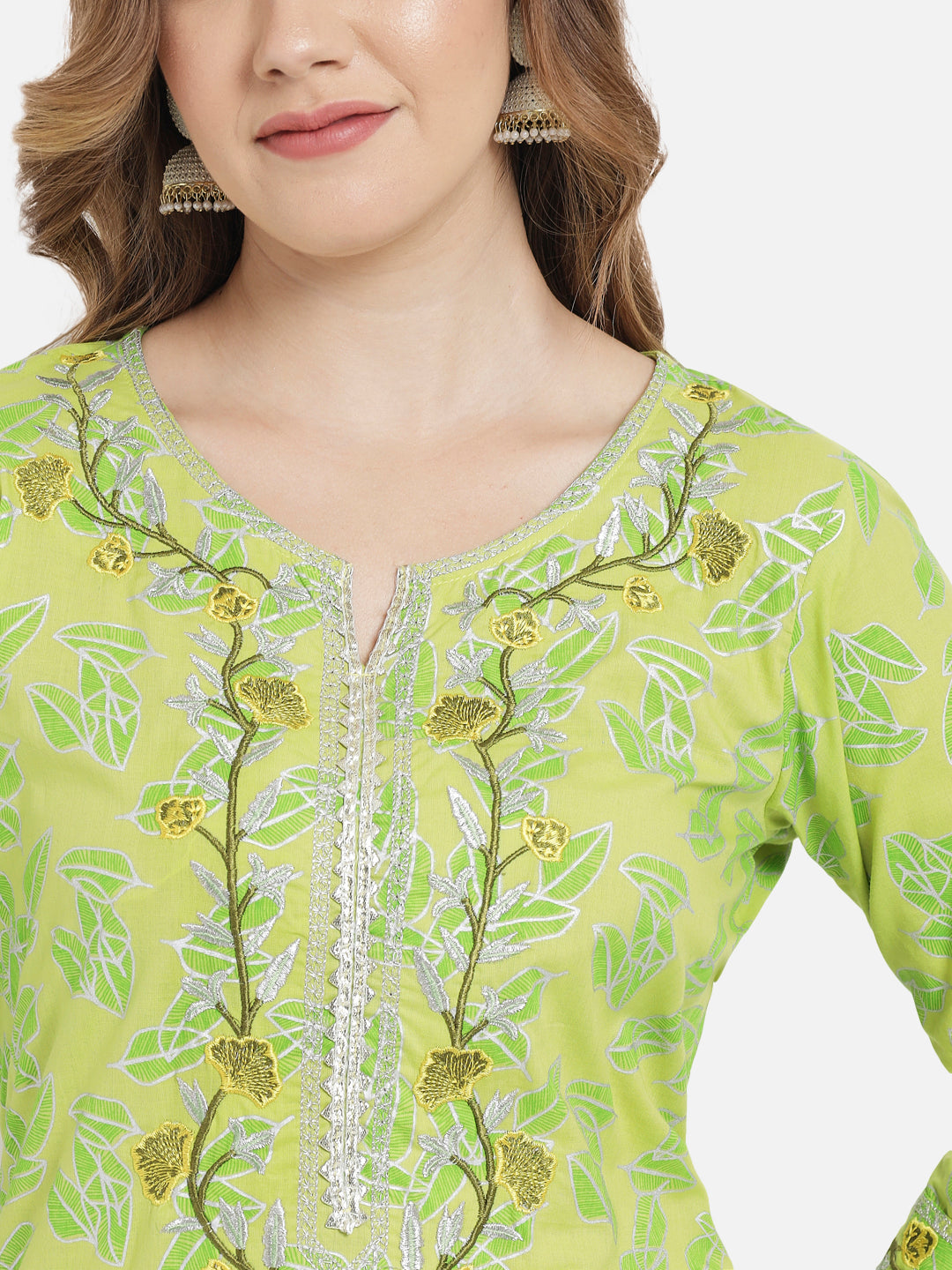 Women's Green Printed Straight Kurta set - Meeranshi