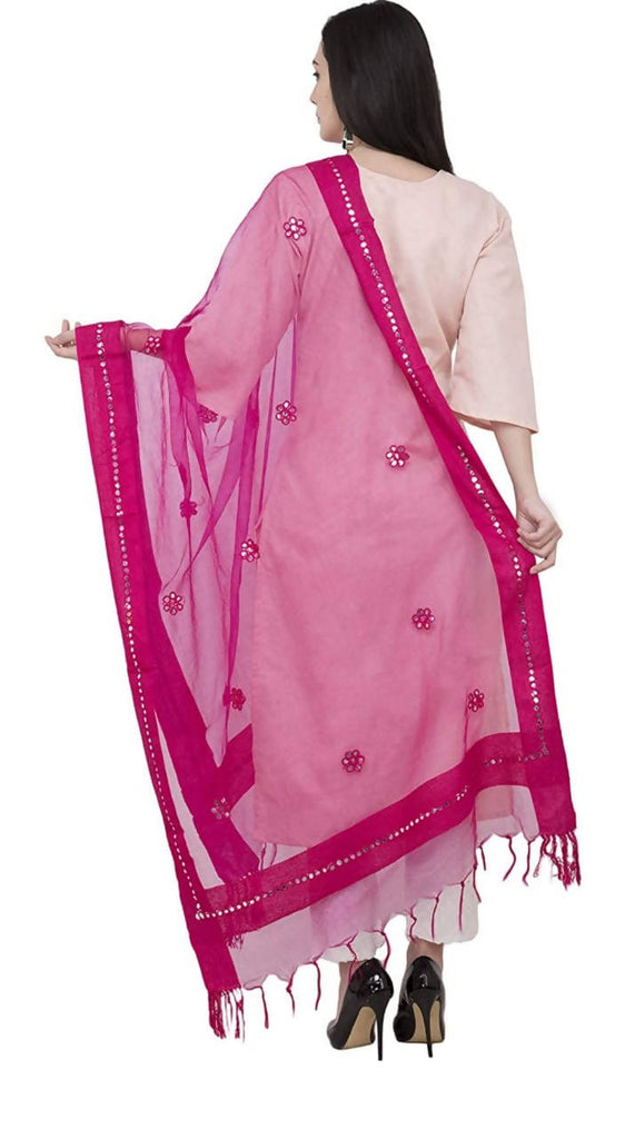 Women's Orgenza Flower Mirror Magenta Colour Dupatta & Chunni Mfd0022