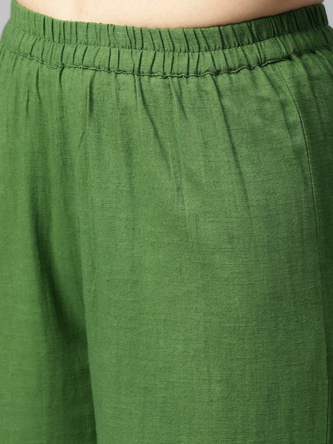 Women's  Green Printed Kurta with Palazzos - AKS
