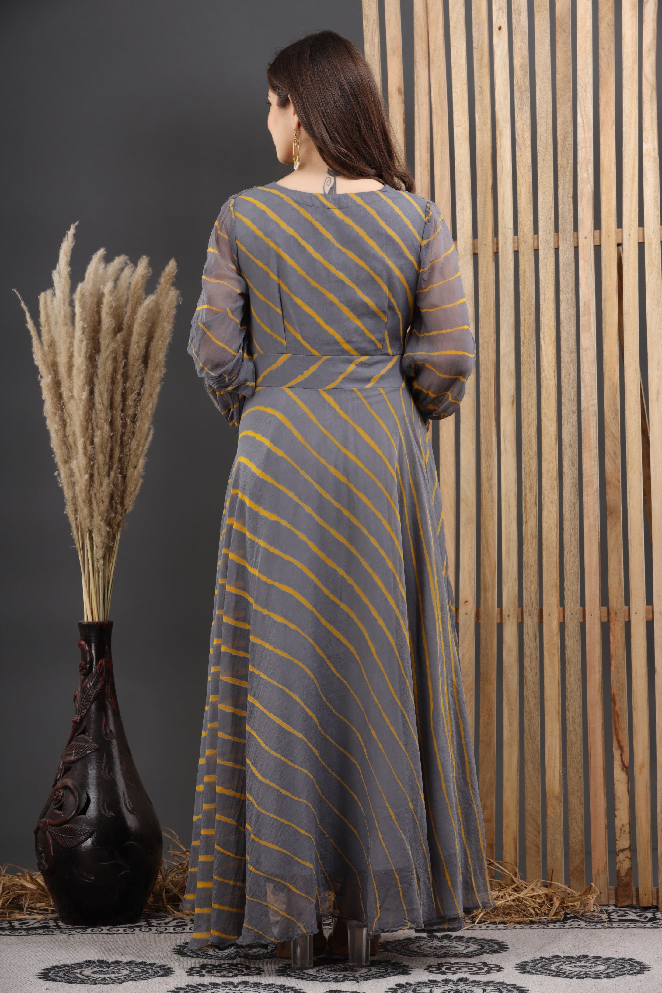 Buy Women's Roshan Leheriya Chiffon Dress With Cotton Lining - Saras The  Label - Online at Best Price