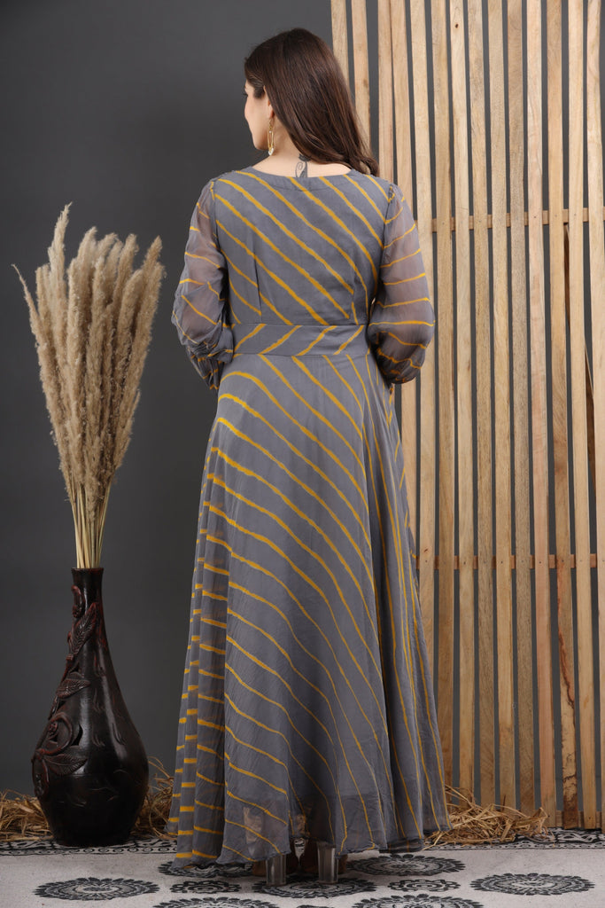 Women's Roshan Leheriya Chiffon Dress With Cotton Lining