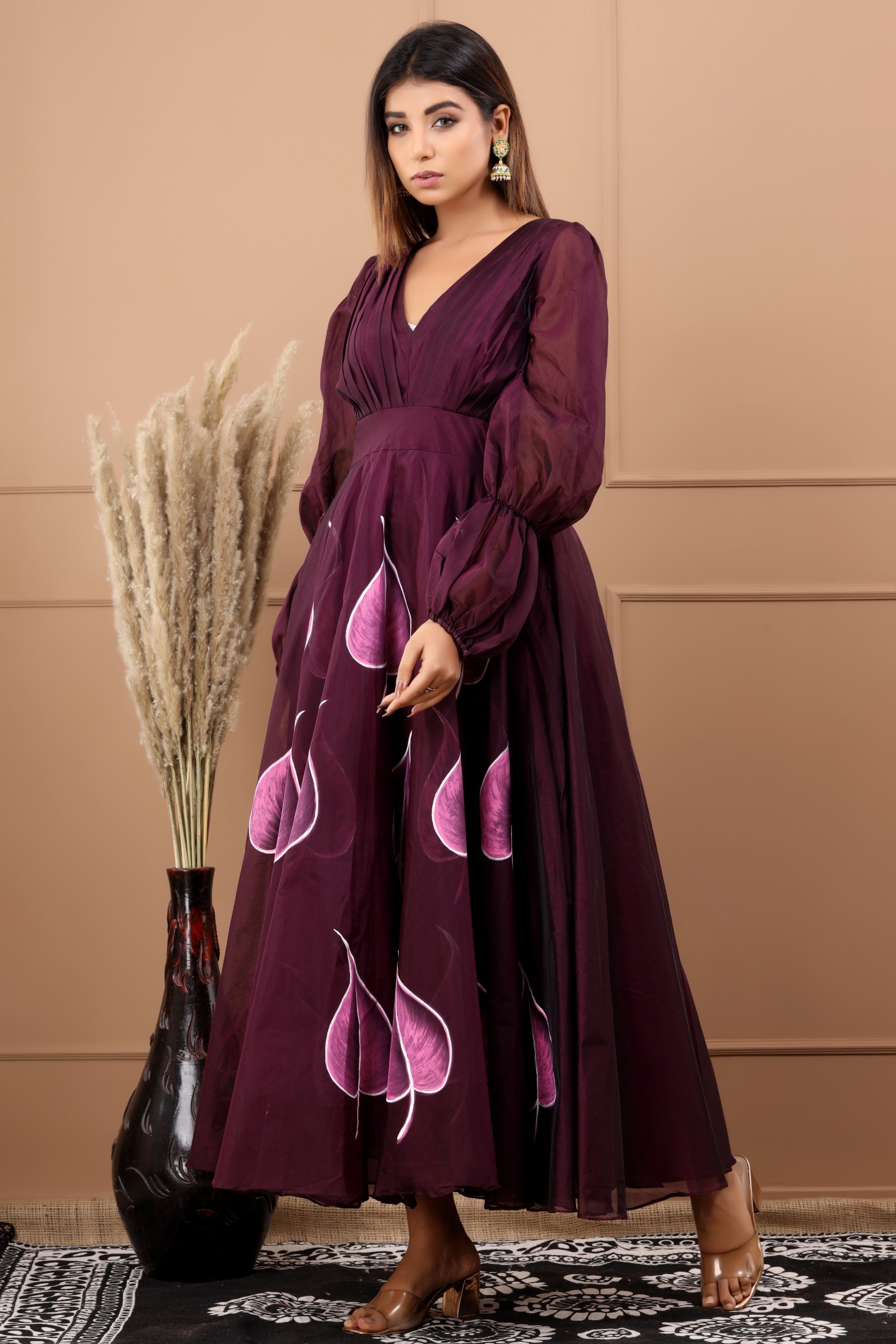 Women's Nehal Hand Painted Styled Gown - Saras The Label
