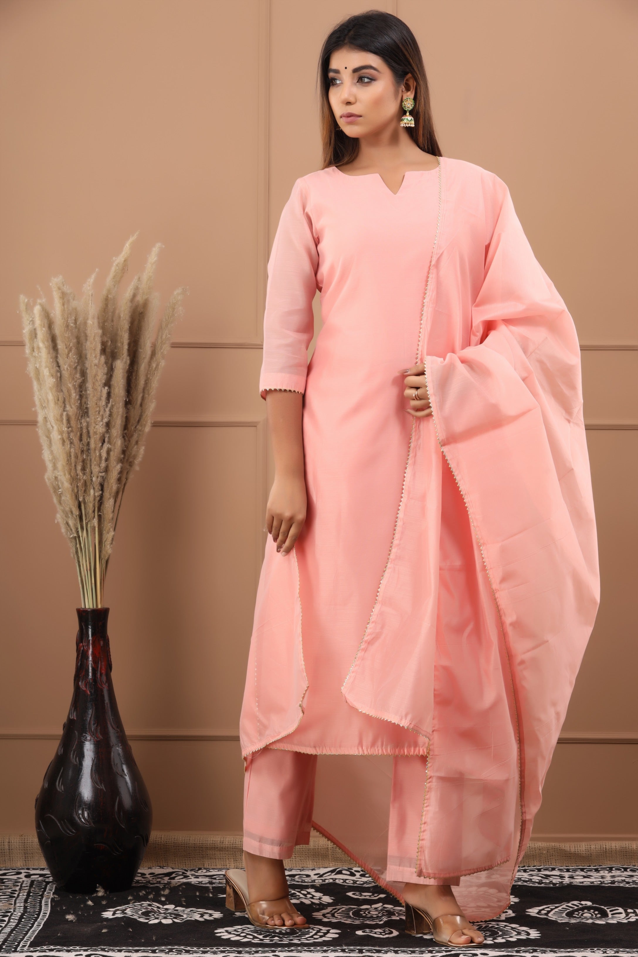 Women's Saloni Chanderi Suit  Dupatta Set - Saras The Label