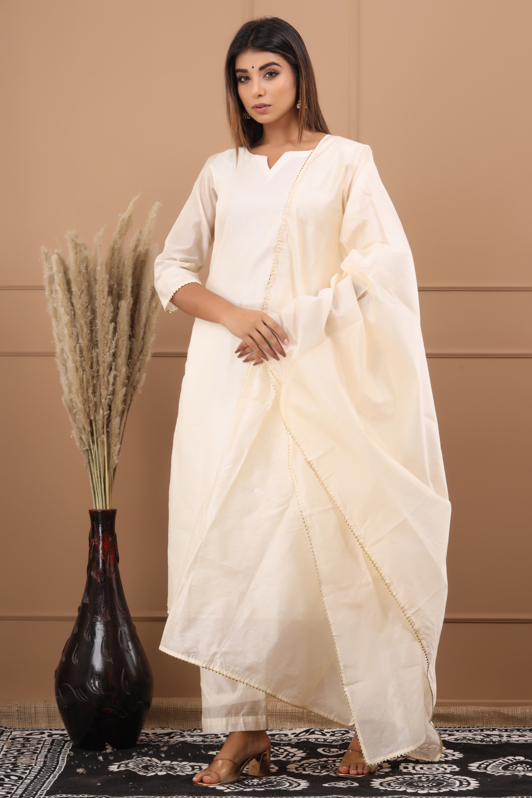 Women's Naveli Chanderi Suit  Dupatta Set - Saras The Label