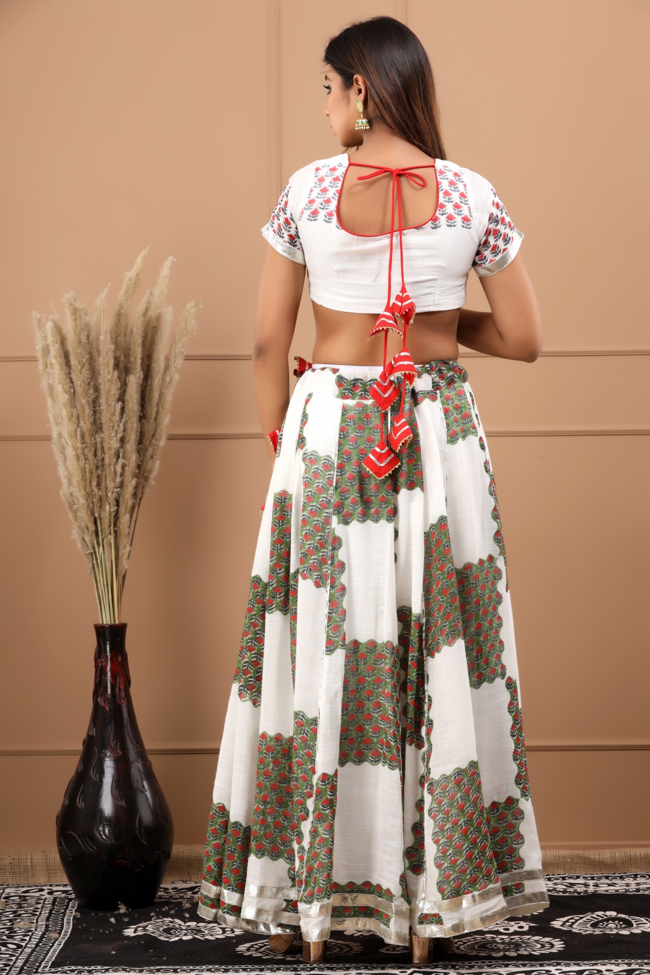 Women's Umrao Skirt And Kota Doria Dupatta Set - Saras The Label