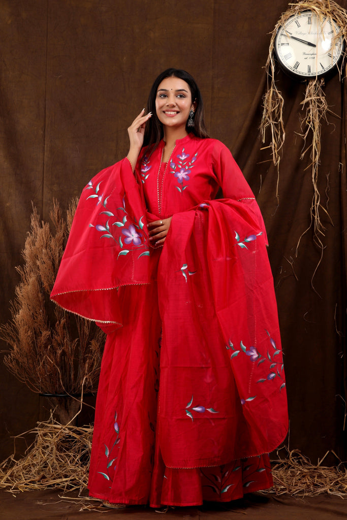 Women's Gauri Hand Painted Chanderi Lehenga Set