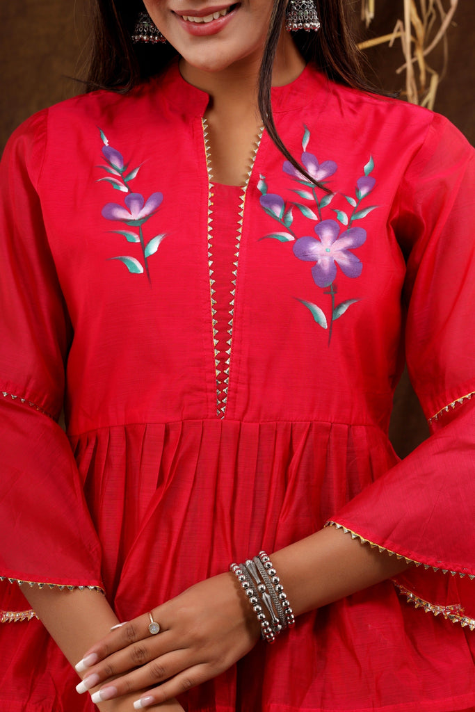 Women's Gauri Hand Painted Chanderi Lehenga Set