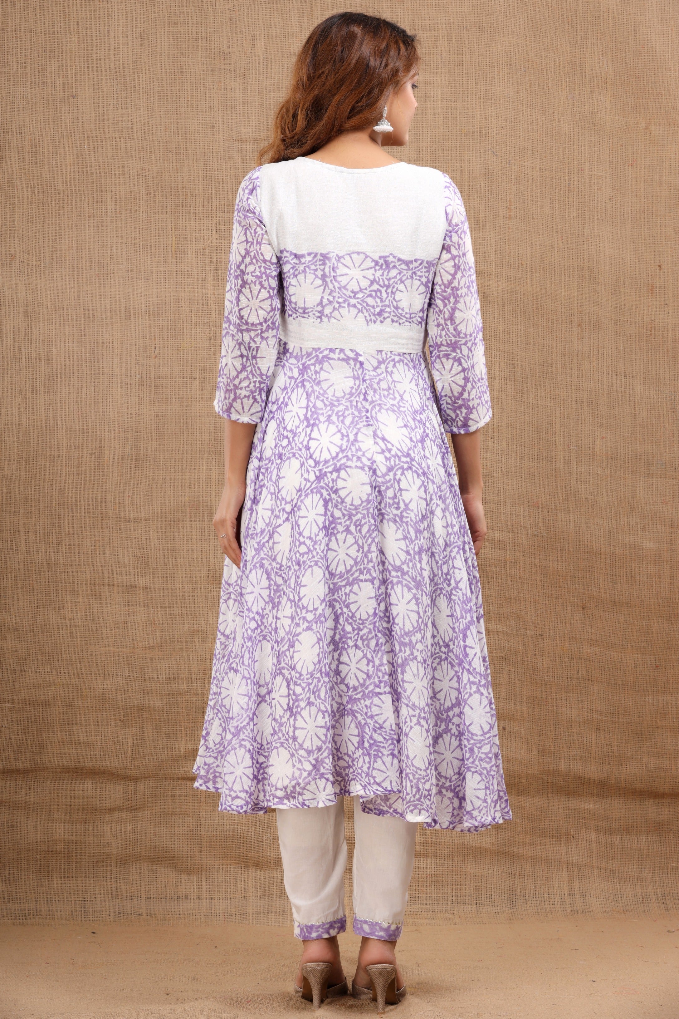 Women's Vrisa Cotton Gota Purple Suit With Dupatta Set - Saras The Label