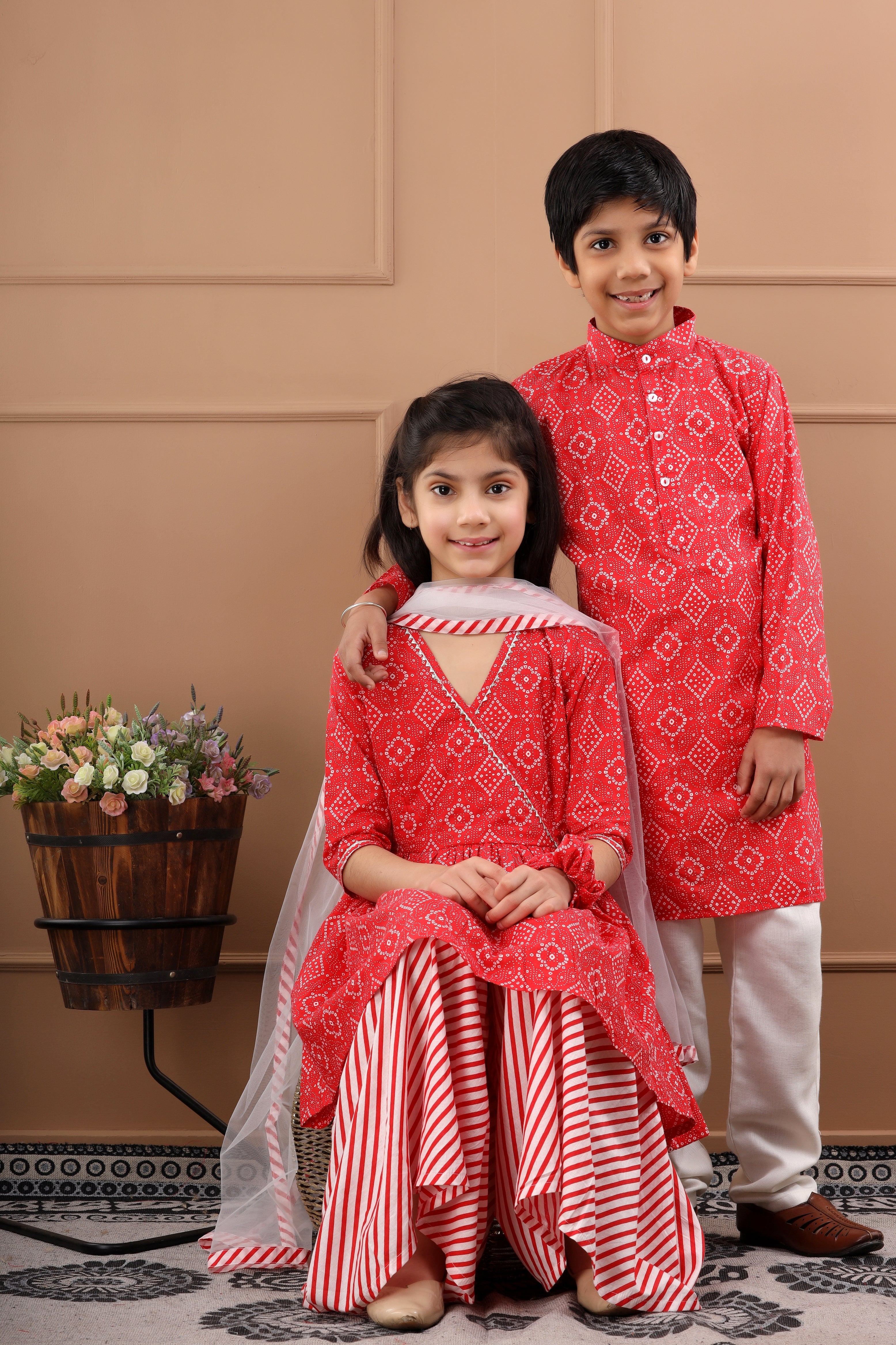 Girl's Pure Cotton Bandhani Sustainable Sharara Set - Hatheli Kids